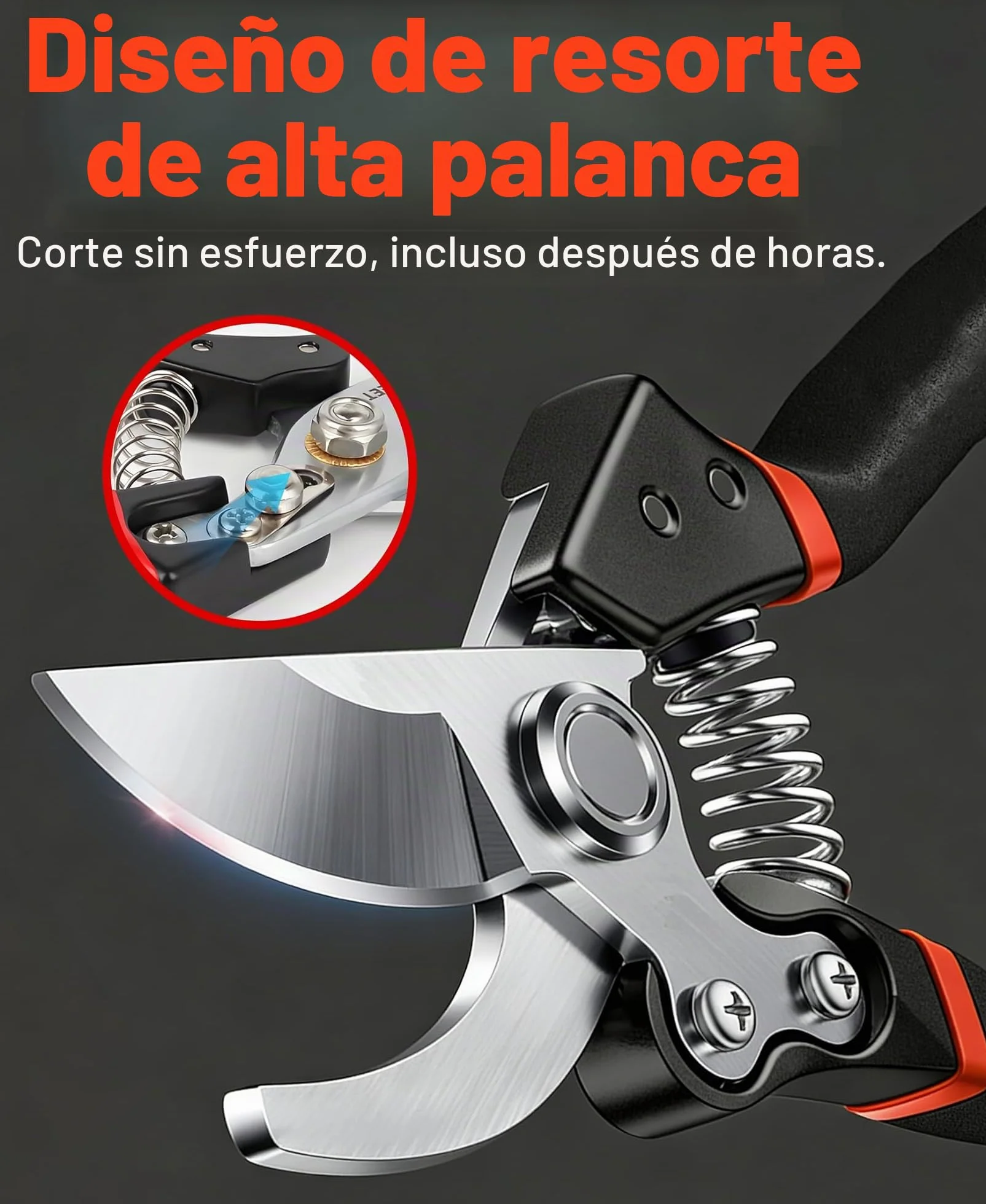 Tijeras de Podar SK-5 Inoxidables con Seguro Bloqueo, Tijeras podar Profesionales Cortan Ramas de 25mm, Herramientas jardineria para Rosas, Arbustos y Bonsáis