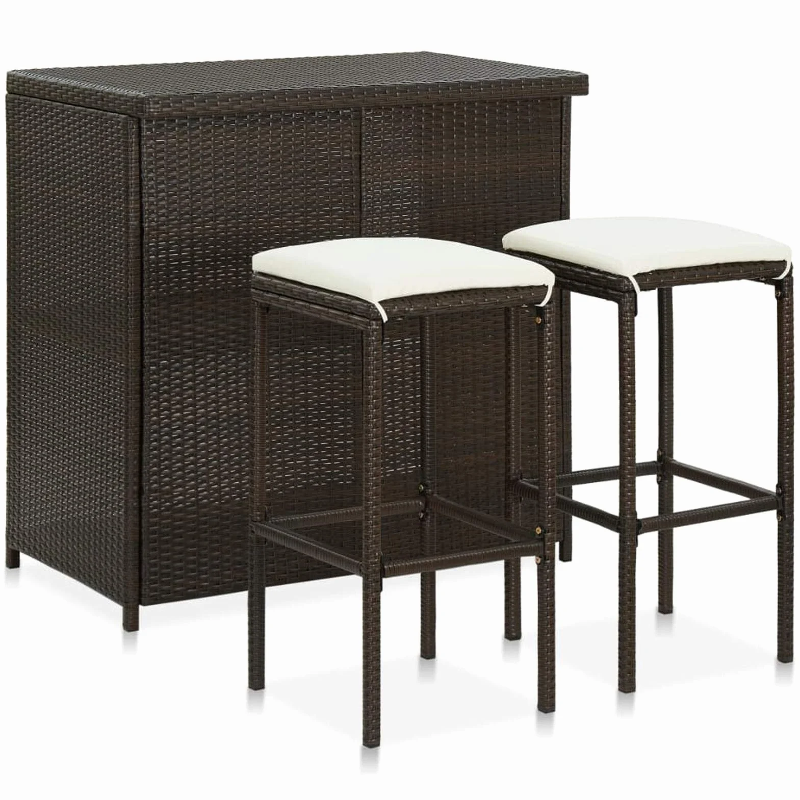 Tidyard Set Mesa y sillas de Bar jardín 3 Piezas Muebles de Jardin Exterior Conjuntos ratán sintético marrón