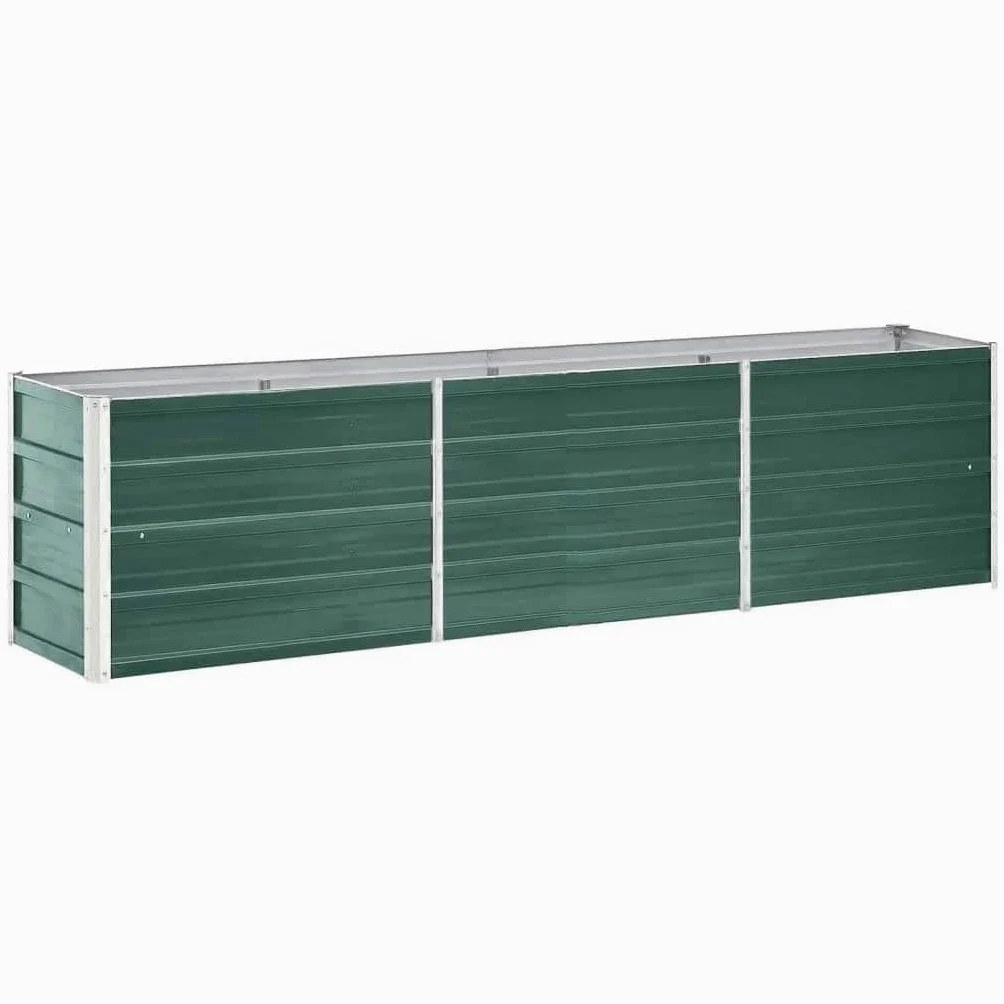 vidaXL Arriate de Jardín Macetero Caja para Plantar Plantas Macetas de Patio Exterior Acero Galvanizado Verde 240x40x45 cm