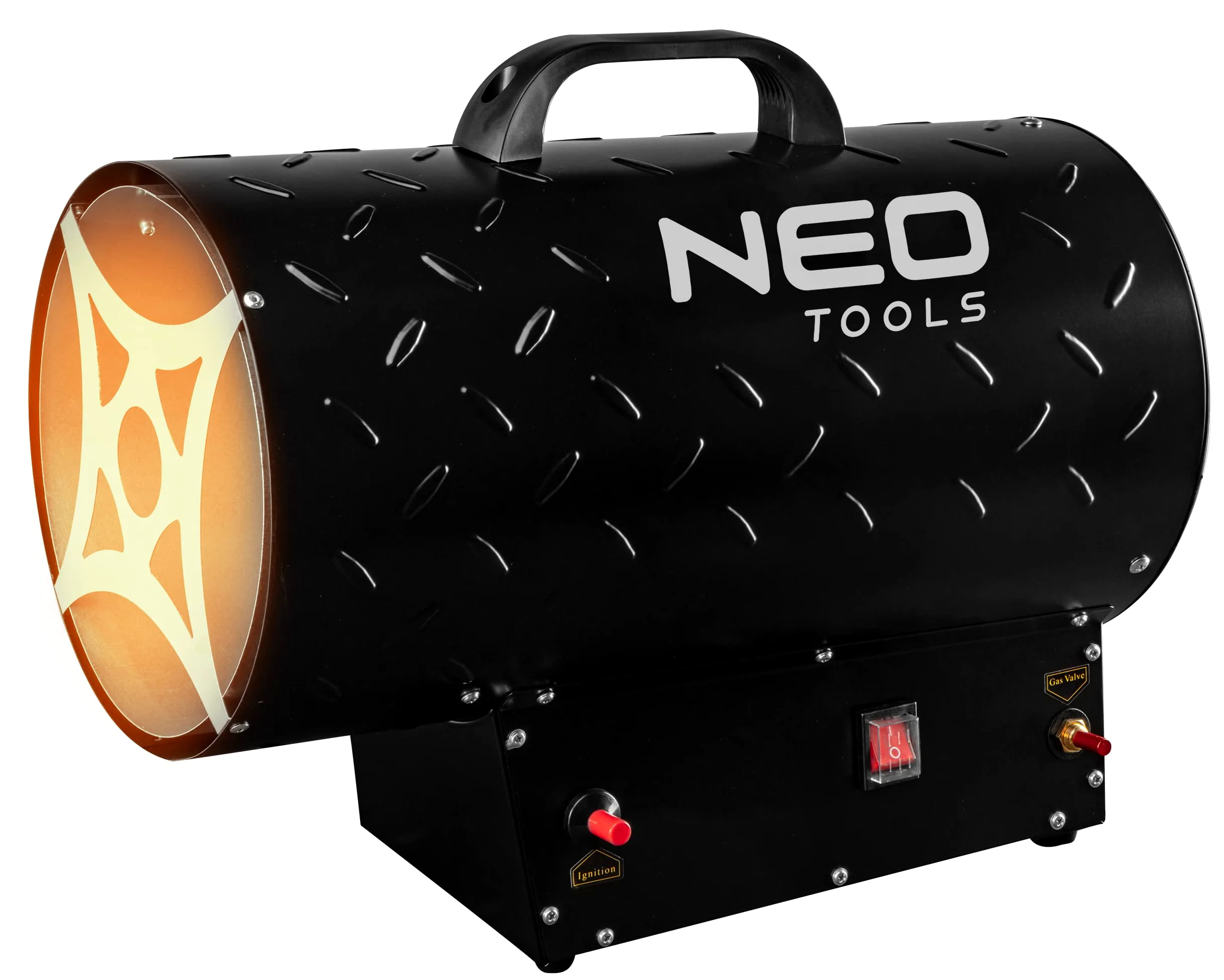 NEO TOOLS Calentador de gas de 30 kW; encendido piezoeléctrico; protección contra sobrecalentamiento y fugas de gas; independiente; regulador de presi