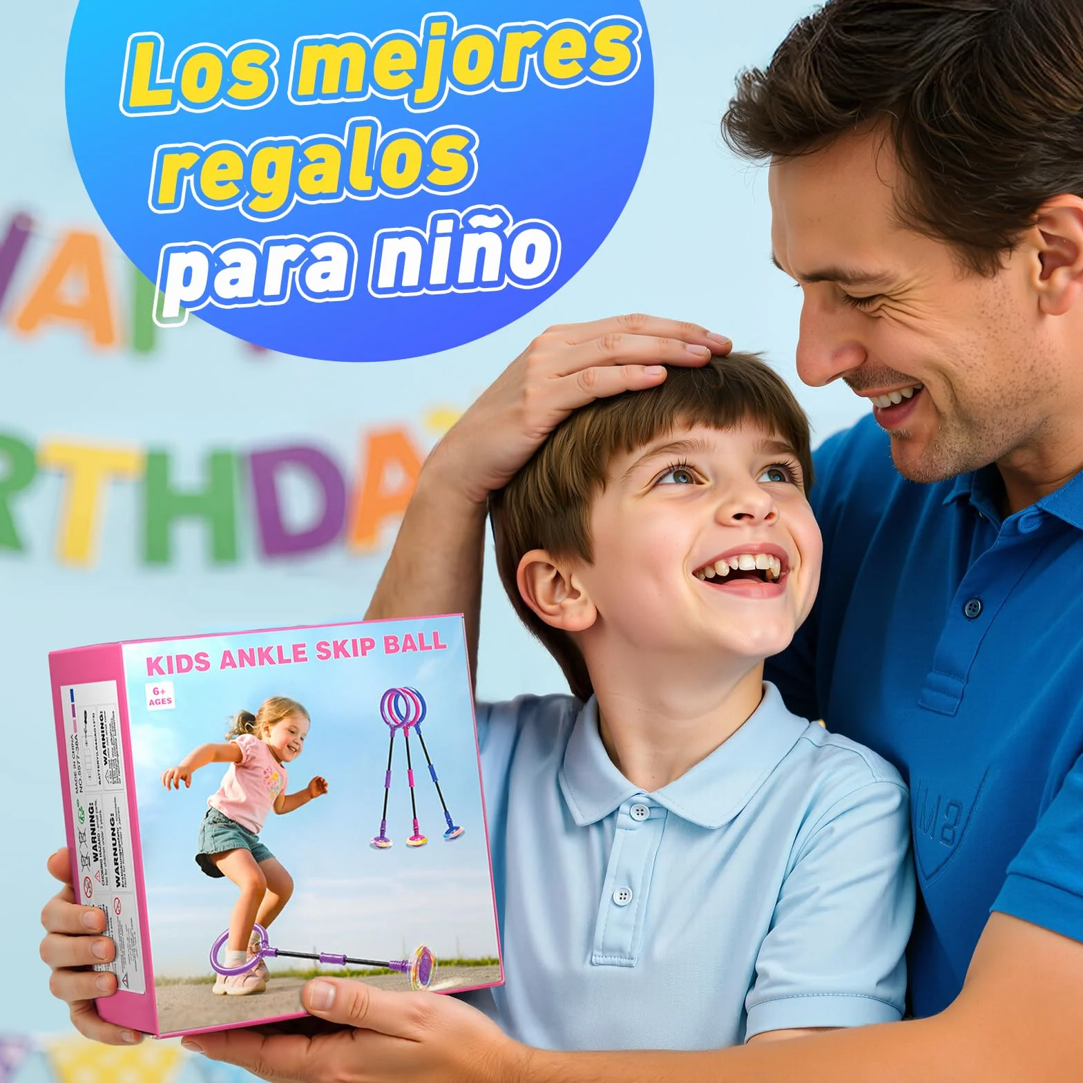 Springring Pedestal para niños con contador, temporizador, contador de calorías, juguete deportivo para niñas 6-12 años (Azul)