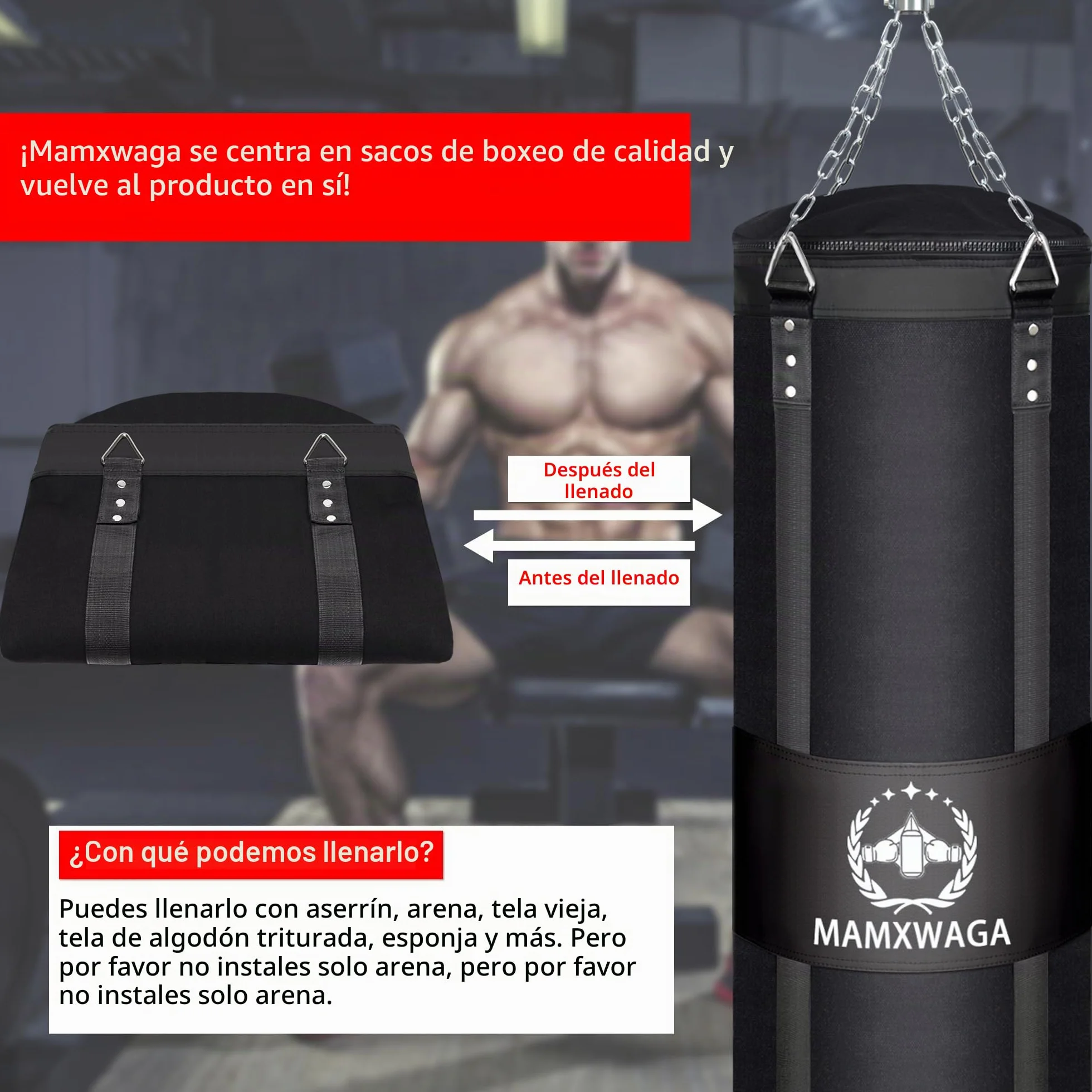 Saco de Boxeo para Adultos 120 cm Colgante Anti-Swing con Rotador Carga Máxima 80KG