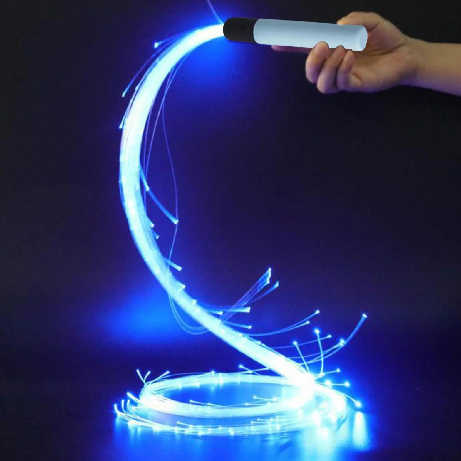 Fouet Fibre Optique LED Multicolor Lumineux Rotatif 360° Accessoire Danse Club