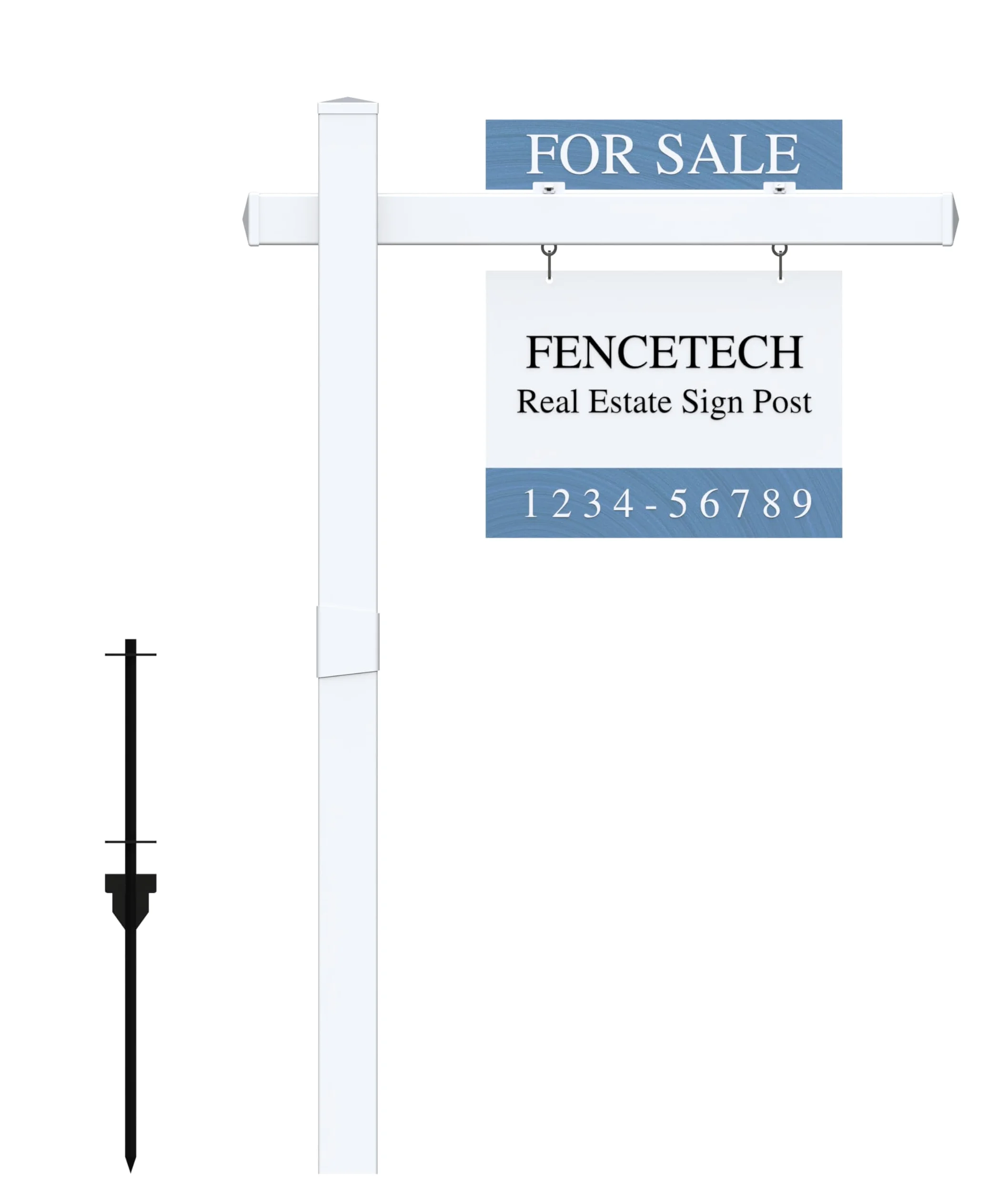Cartel de vinilo PVC para bienes raíces de 6 pies de alto, poste de letrero de patio de agente inmobiliario para casa abierta, brazo de 47 pulgadas con capacidad para letrero de hasta 36