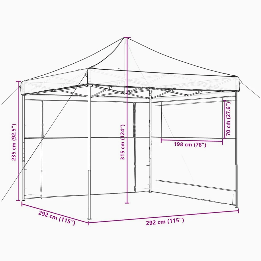 vidaXL Tienda de Fiesta Plegable Pop-Up con 2 Paredes Laterales Negra, Tienda, Tienda de jardín, cenador de Camping, toldo cenador, cenador toldo