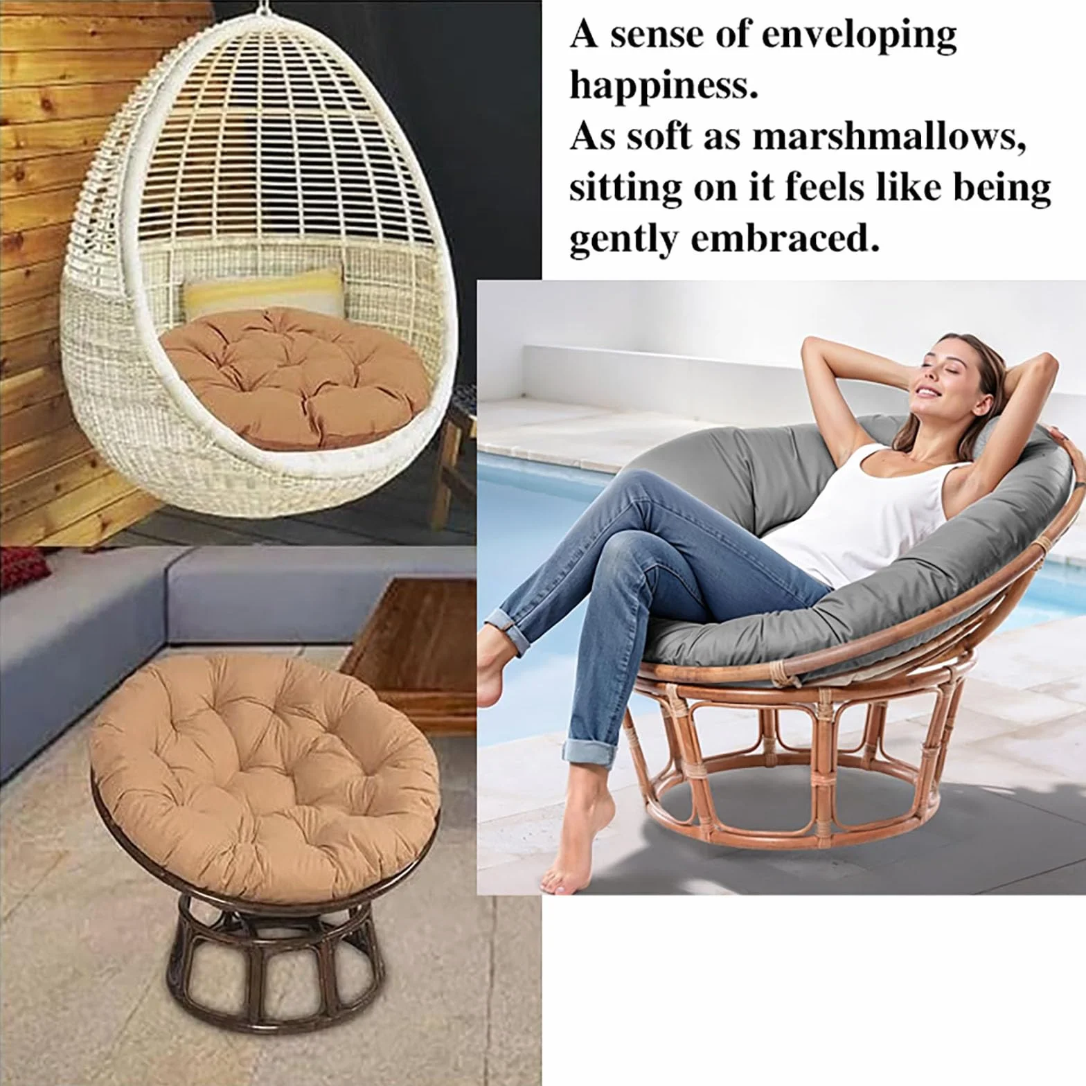 Genérico Cojín para Silla Colgante, Cojín Multifuncional para de Jardín Redondo para Asiento de Exterior/Interior Columpio de Ratán/Sofá de La Sala,Verde,90 * 90cm