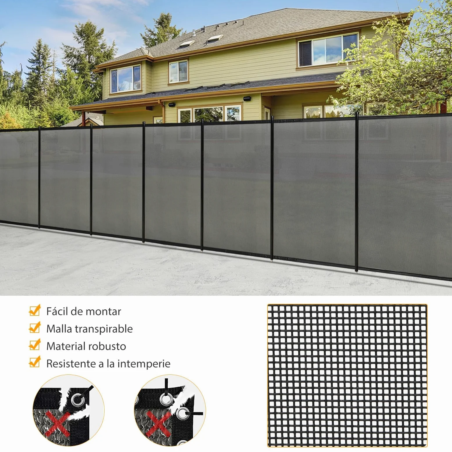 SOARS 360 x 125 cm Valla de Seguridad para Piscinas, Valla de protección de piscina de 4 piezas plegable, con pies de acero inoxidable & plantilla para taladrar, Protección para Niños y Mascotas