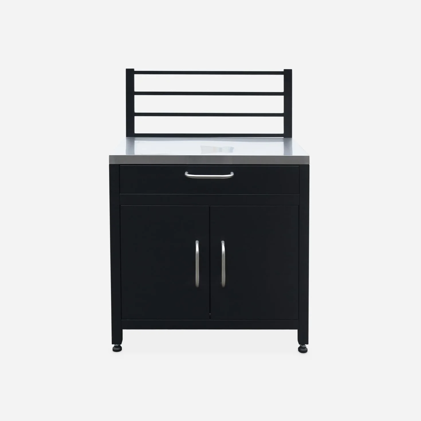 sweeek - Cocina exterior de acero 1 cajón y 2 puertas, 80cm, Grimaud, Negro, 54x80x124 cm
