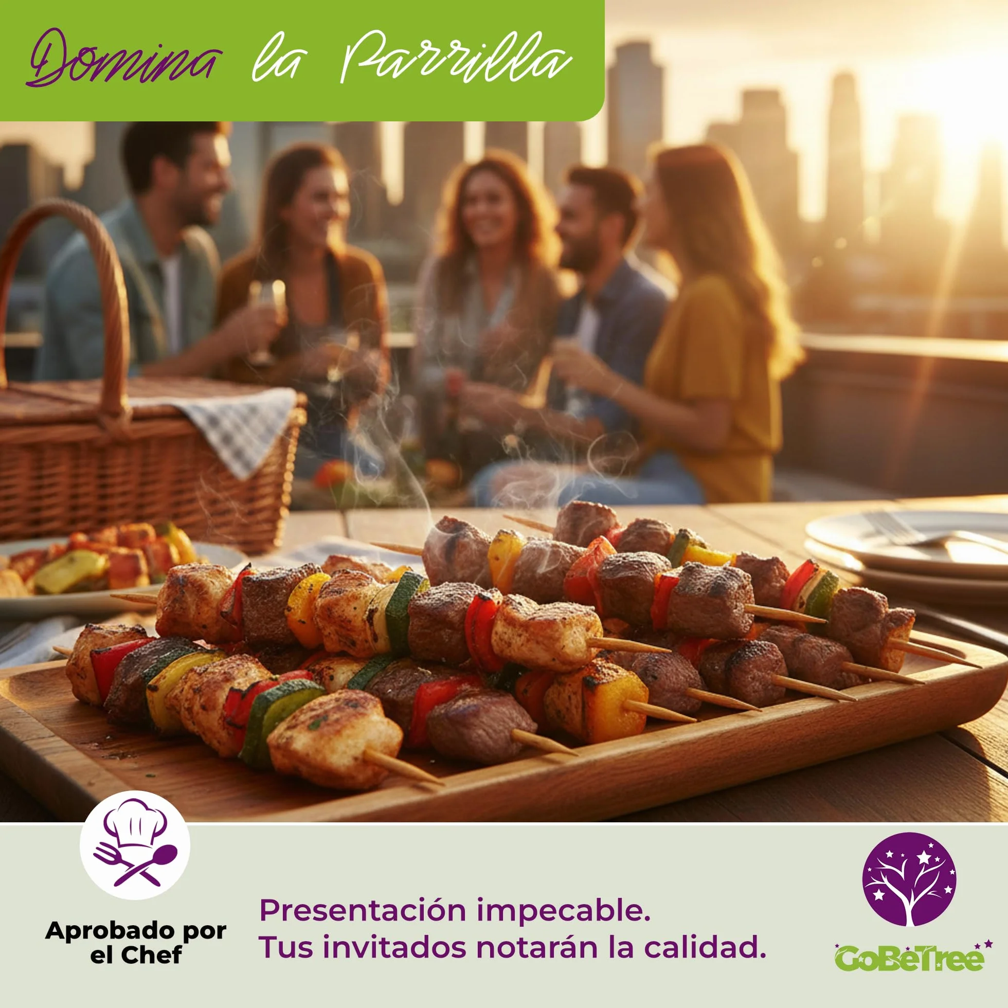 100 Pinchos de Madera de Abedul 15 cm x 2,5 mm | Palillos Extra Resistentes para Brochetas, Barbacoa, Carne y Frutas | Palos Ecológicos Multiusos para Manualidades