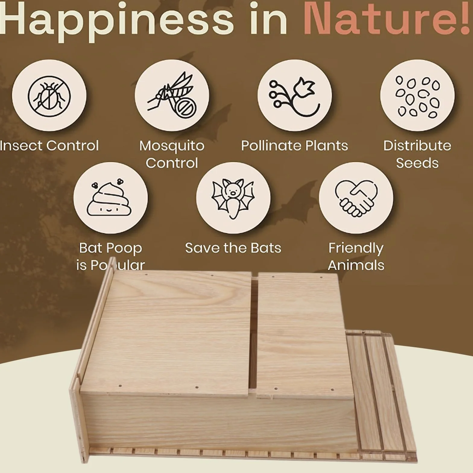 JUOPZKENN Casa para Murciélagos para Exteriores, Cámaras Grandes, Kit de Caja para Murciélagos para Exteriores Y árboles, Perfectamente Diseñado para Atraer Murciélagos, Fácil para que los Murciélagos