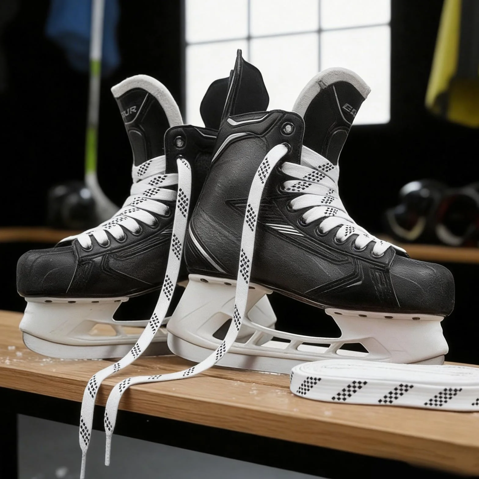Cordones de Hockey sobre Hielo Encerados 244cm para Patines de Hockey y Roller Derby