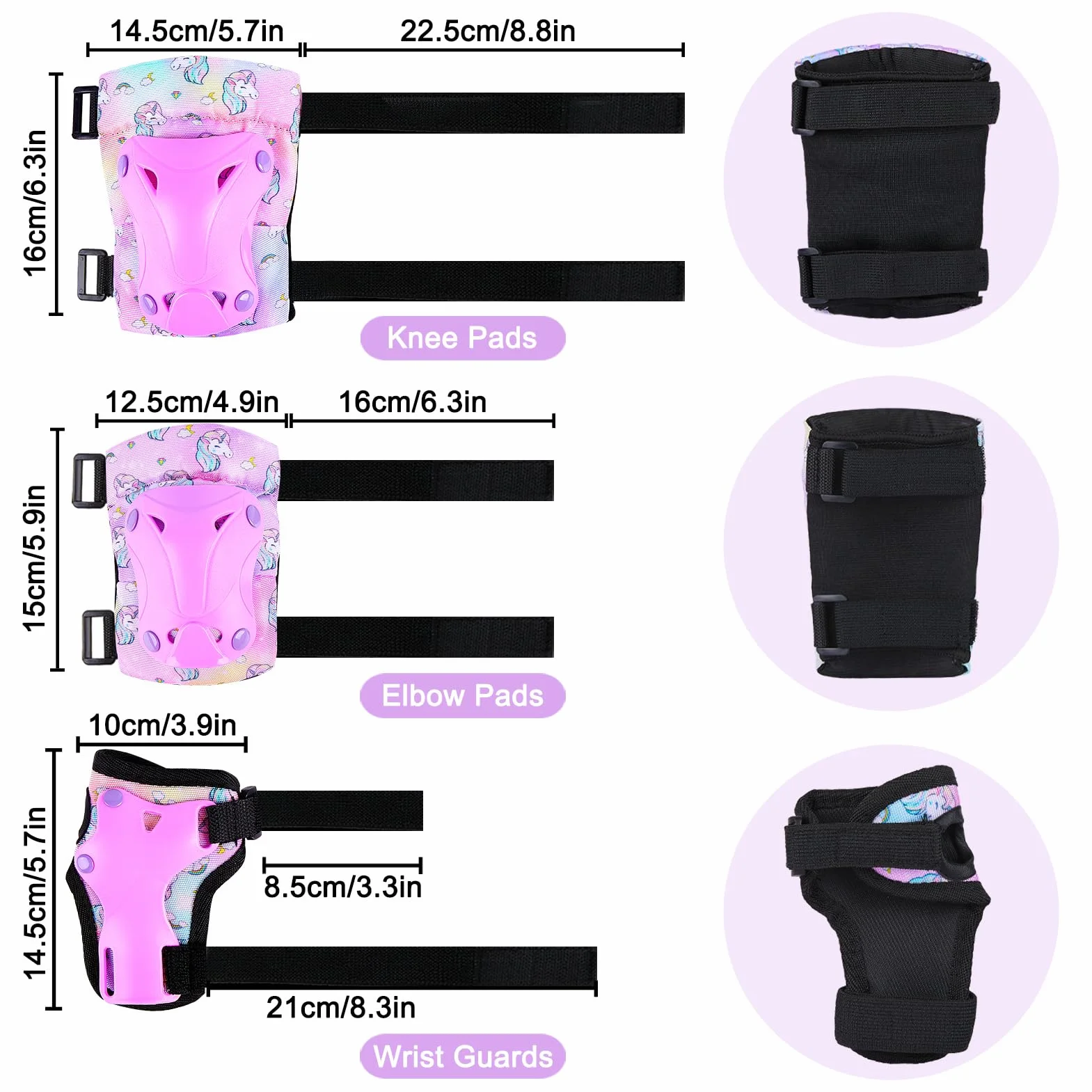 Casco Bicicleta Niño con Pegatinas DIY para Niñas Edad 3-8 Años Unicornio Rodilleras Coderas Equipo Protección Ajustable Ciclismo
