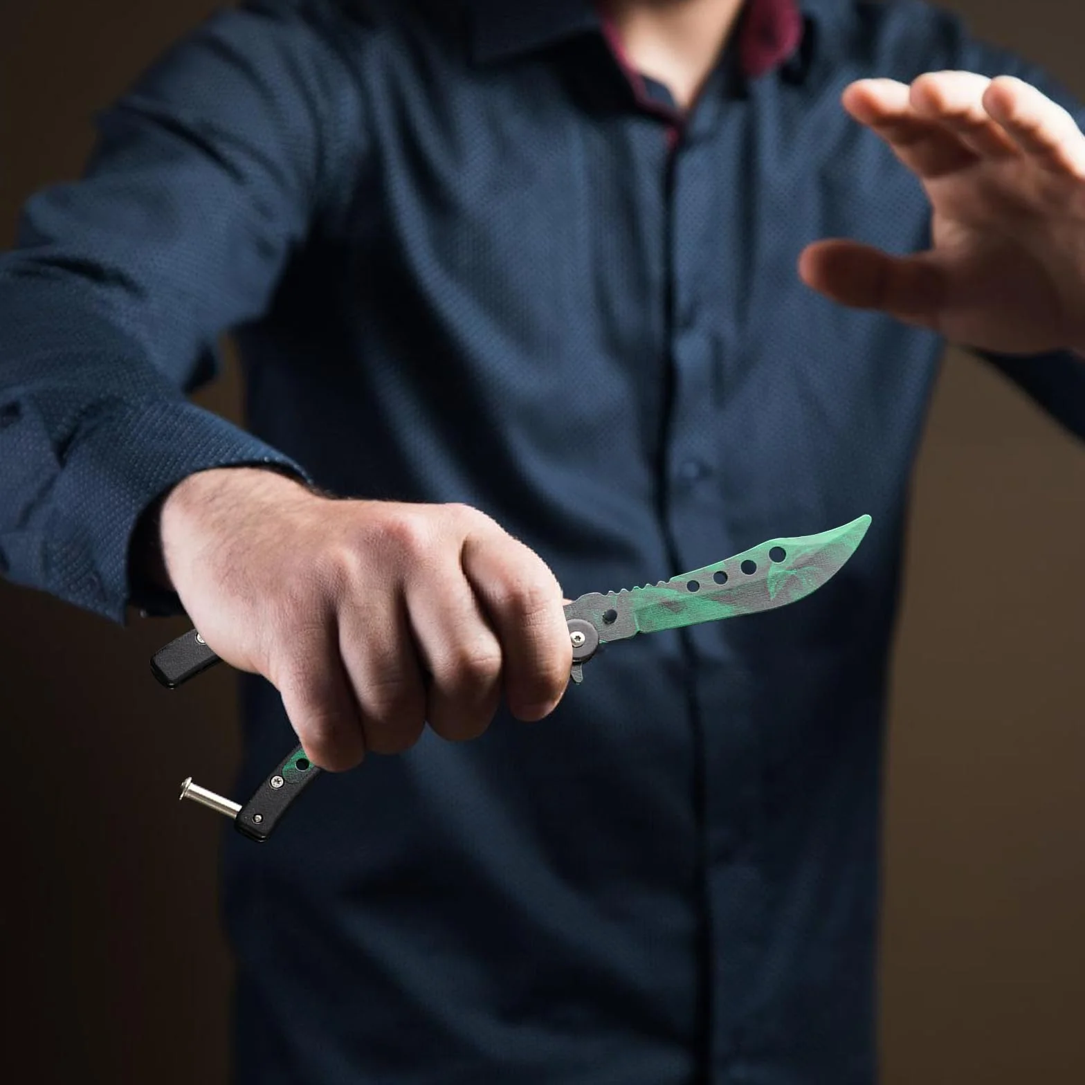 Entrenador de mariposas 2 piezas plegable cuchillo de práctica hoja desenfocada acero inoxidable Balisong principiantes