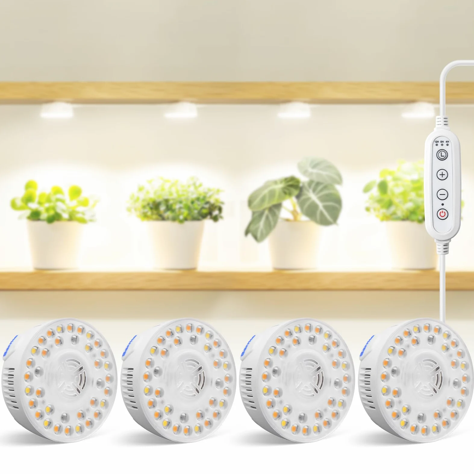 Barrina Orbgrow OG09 - Luz de cultivo con temporizador, LED rojos de 660 nm de 36 W (4 x 9 W, equivalente a 540 W), luz de espectro completo para plantas de interior, magnética y enlazable, 5 niveles