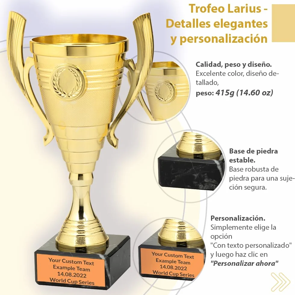 Trofeo Universal Larius de 22 cm con Base de Mármol Personalizable para Deportes y Premios