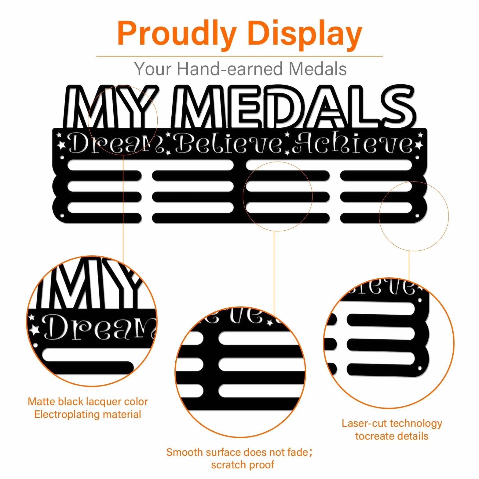 SUPERDANT Medallero Colgador de Medallas Personalizado Marco para Medallas Deportivas Percha y Cinta Display Regalo Deportista