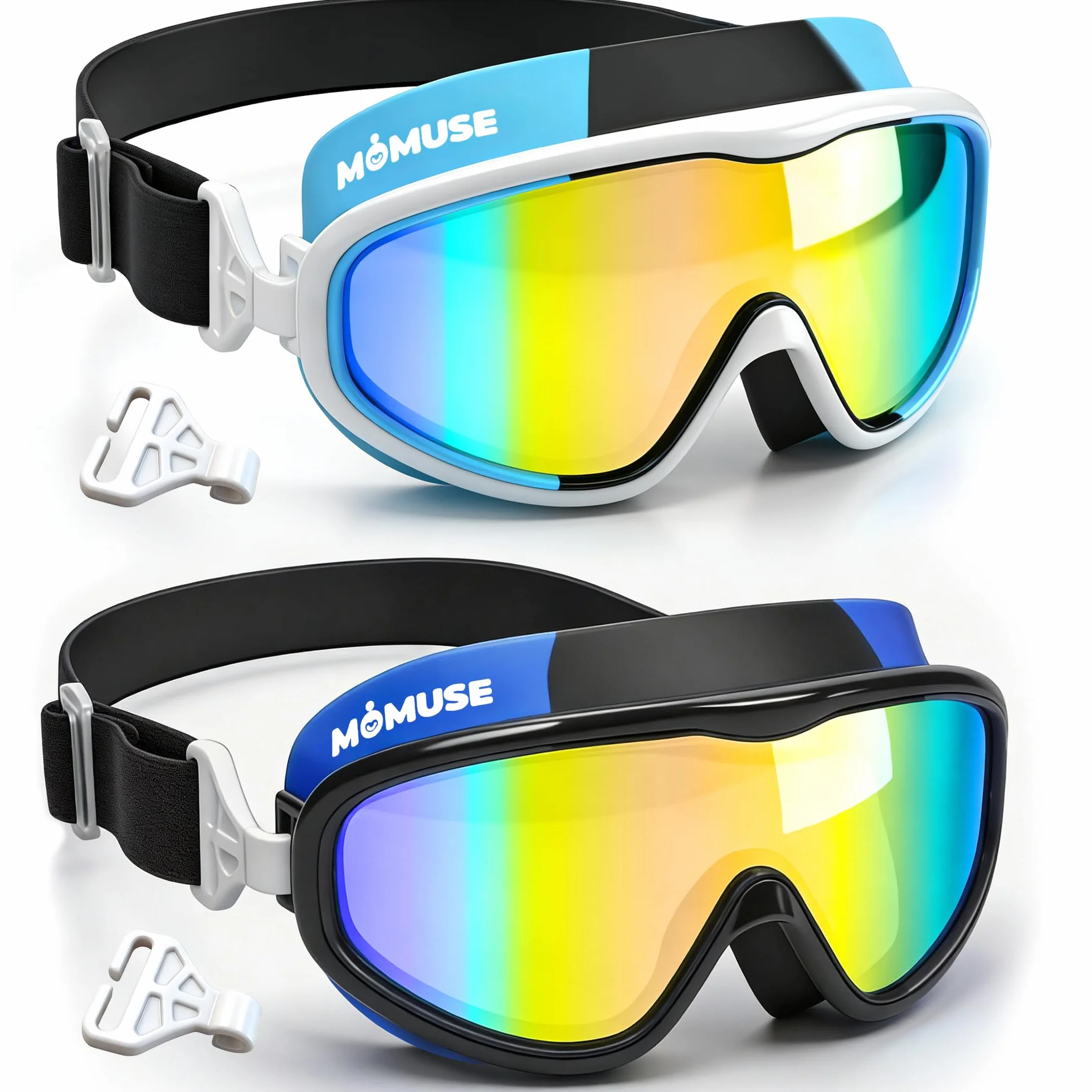MOMUSE Gafas Piscina Niños 2PCS, Protección UV Antifog, Gafas Buceo Niño Anti Fugas