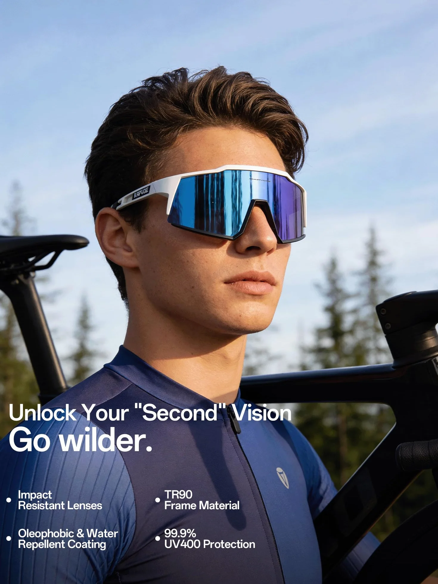 KAPVOE Gafas de Ciclismo Polarizadas K9022 TR90 4 Lentes Intercambiables Deportivas