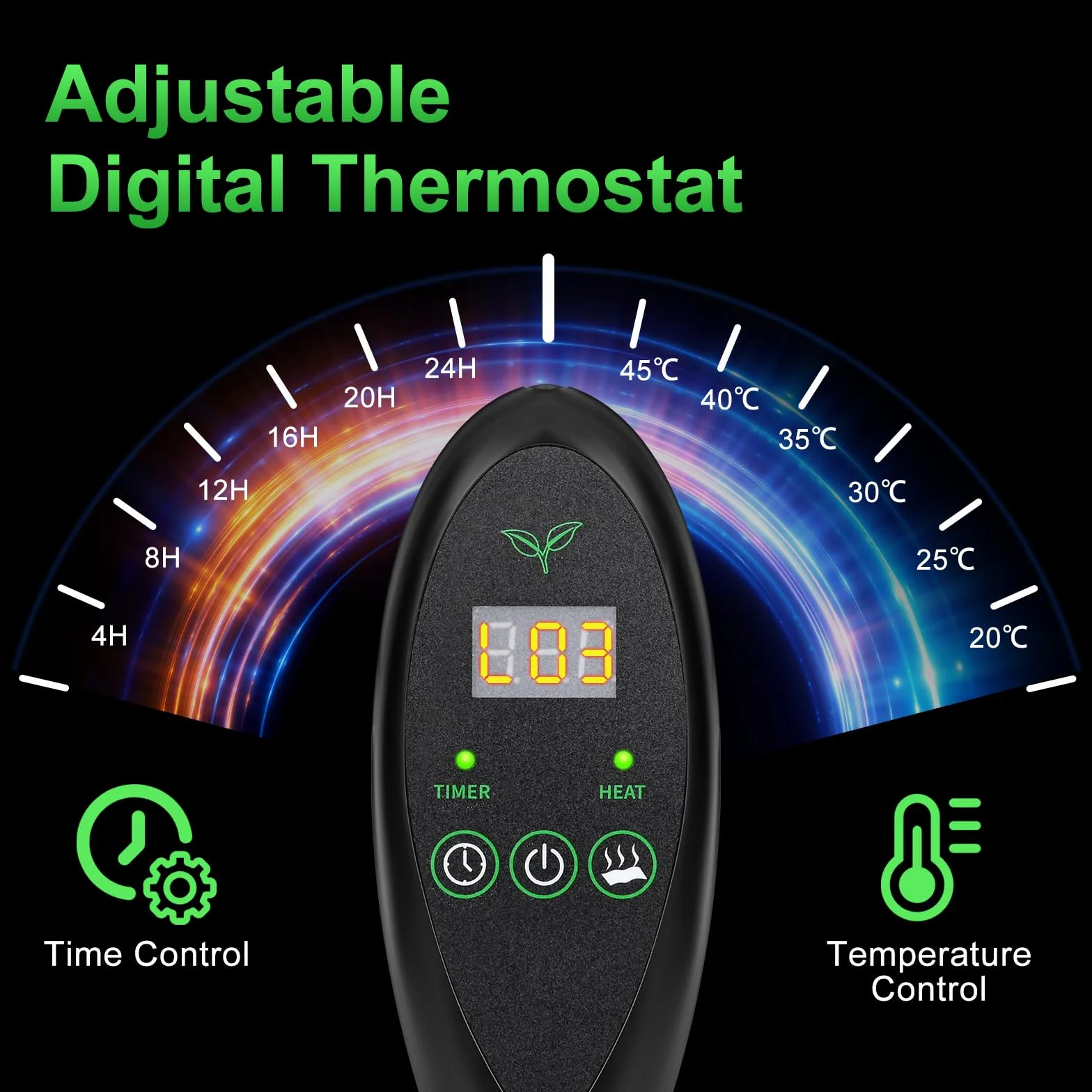 Estera Calefactora para Plantas con Termostato, Estera TéRmica para Plantas con 6 Niveles de Temperatura Y 6 Niveles de Temporizador, Estera TéRmica para PláNtulas (30W, 53x 25cm)