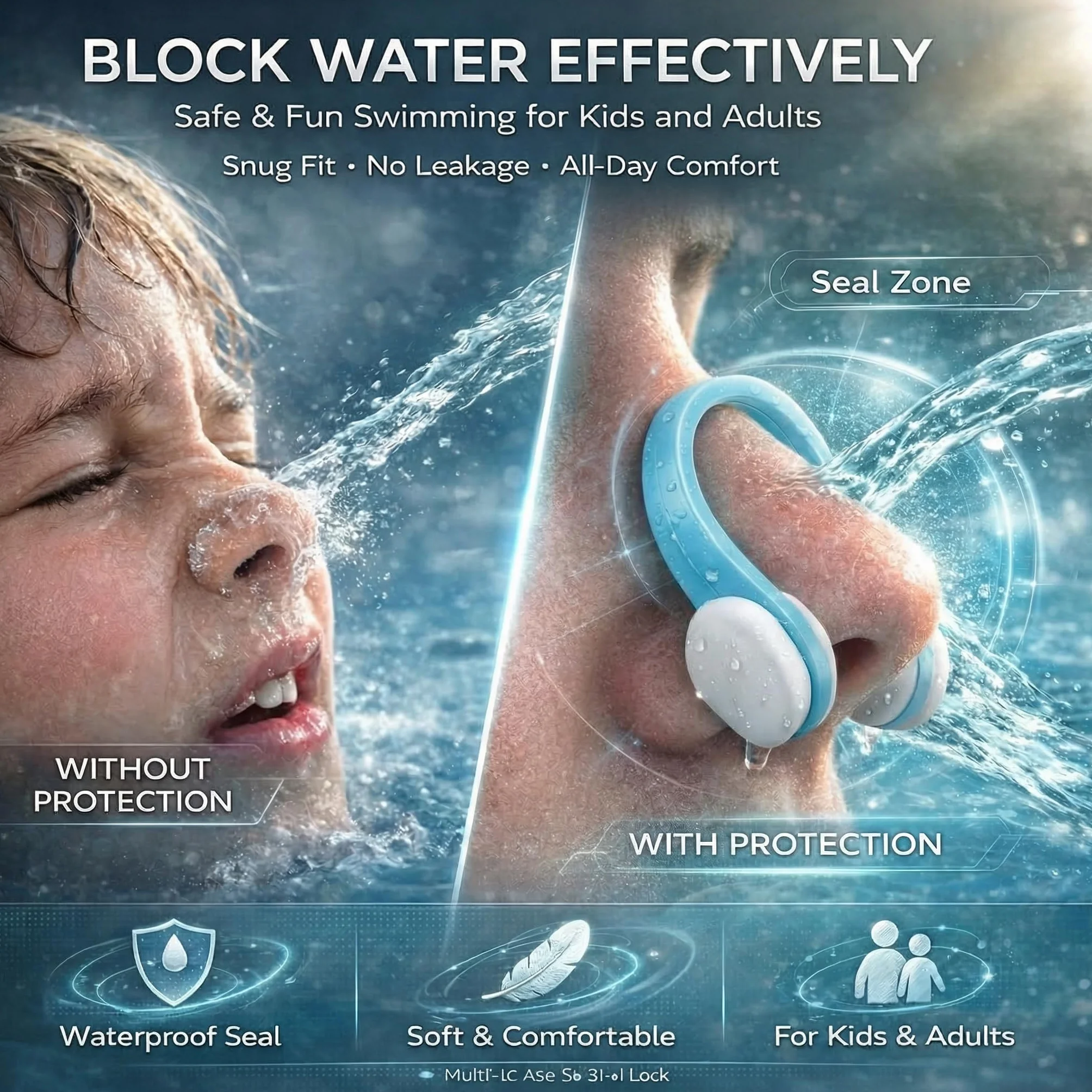 Pinzas para la nariz para nadar con tapones para los oídos, 9 unidades, clip nasal de silicona, tapones para los oídos flotantes, para niños y adultos, pinza nasal impermeable para natación