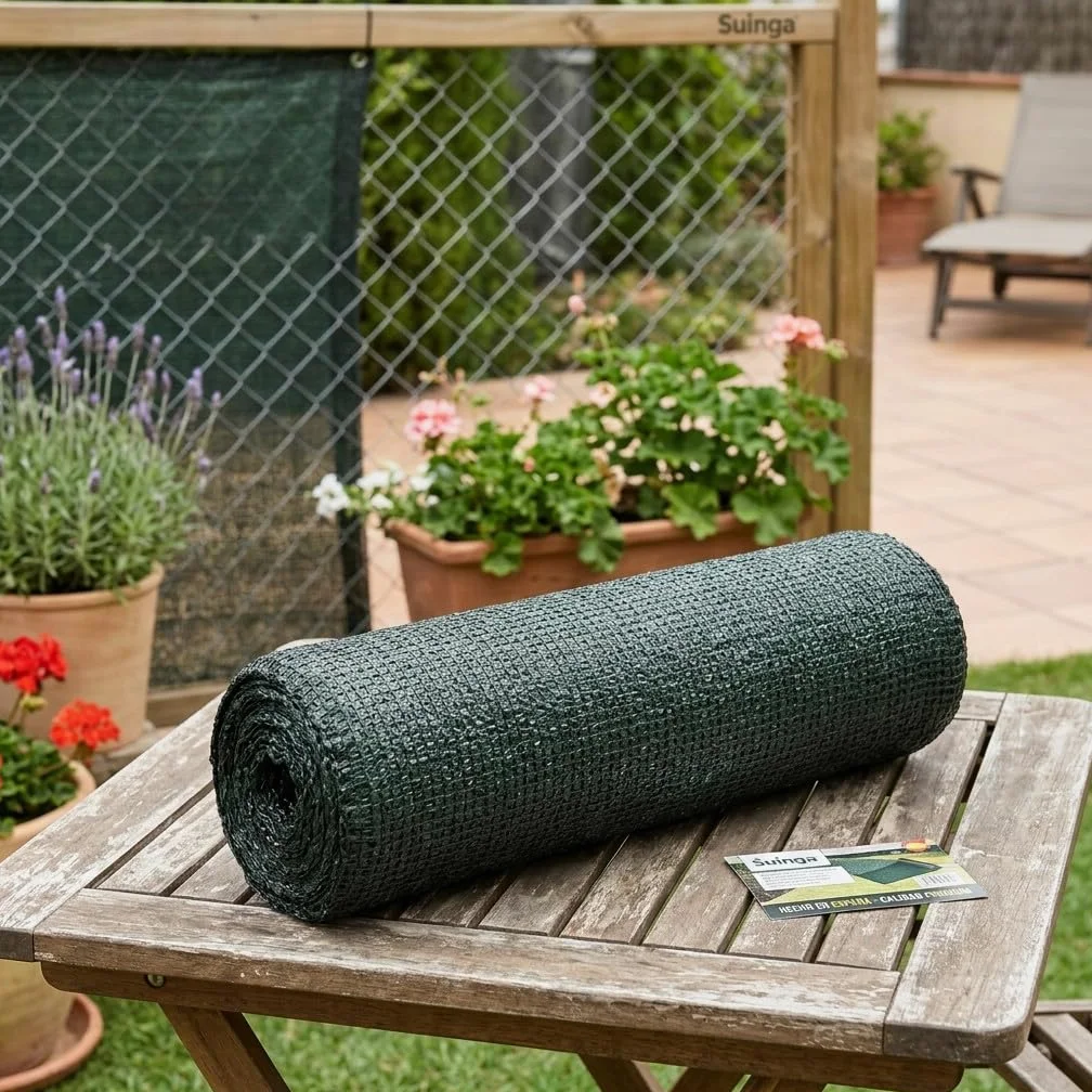 Suinga Malla de Sombreo Ocultacion 1 x 50 Metros Verde Oscuro | Ocultacion 100% para Terrazas, Jardines y Parcelas | Privacidad Total y Proteccion Solar Exterior