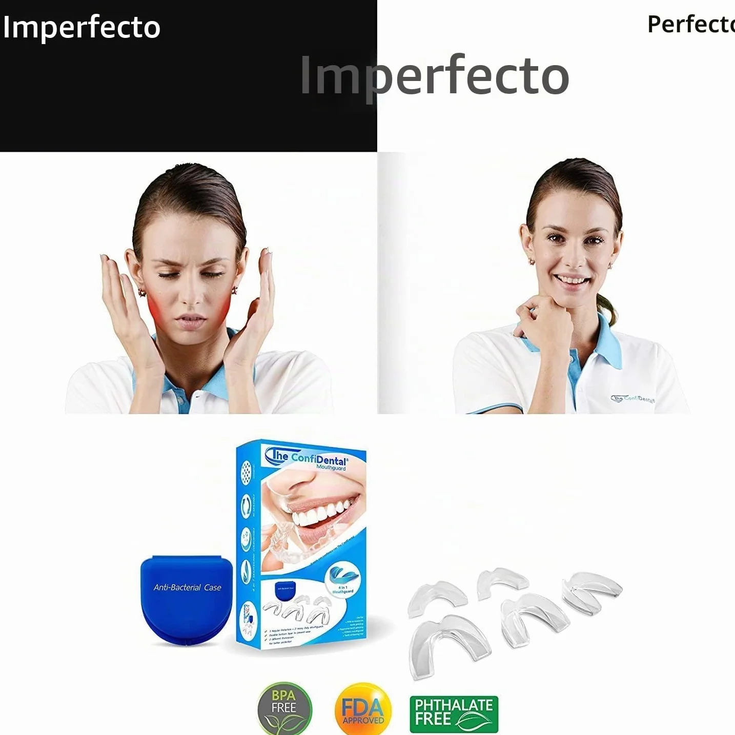 Protectores de boca moldeables para bruxismo, paquete de 5, 3 regulares y 2 resistentes