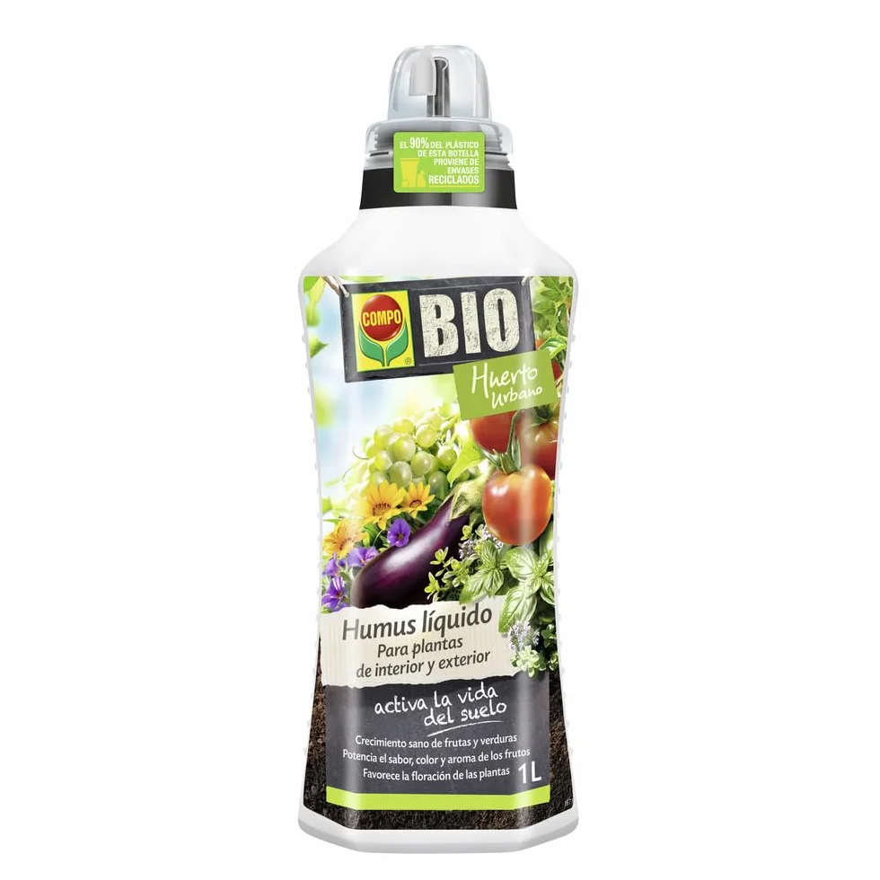 COMPO Humus líquido, Crecimiento sano de frutas y verduras, Apto para agricultura ecológica, 1L