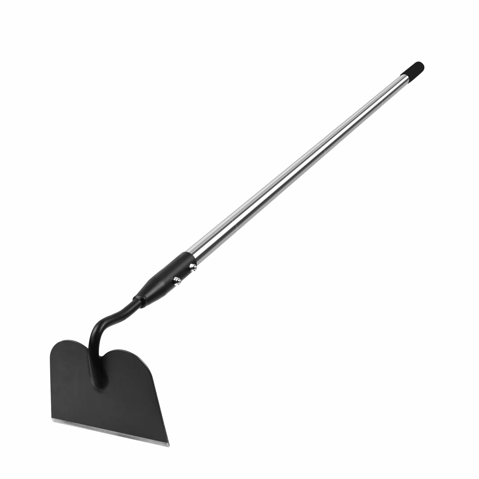 YEELOR Azada de jardín, herramienta de jardín de mango largo con cubierta de silicona antideslizante, mango de acero inoxidable de 56 pulgadas, azada resistente con hoja duradera, para excavar,
