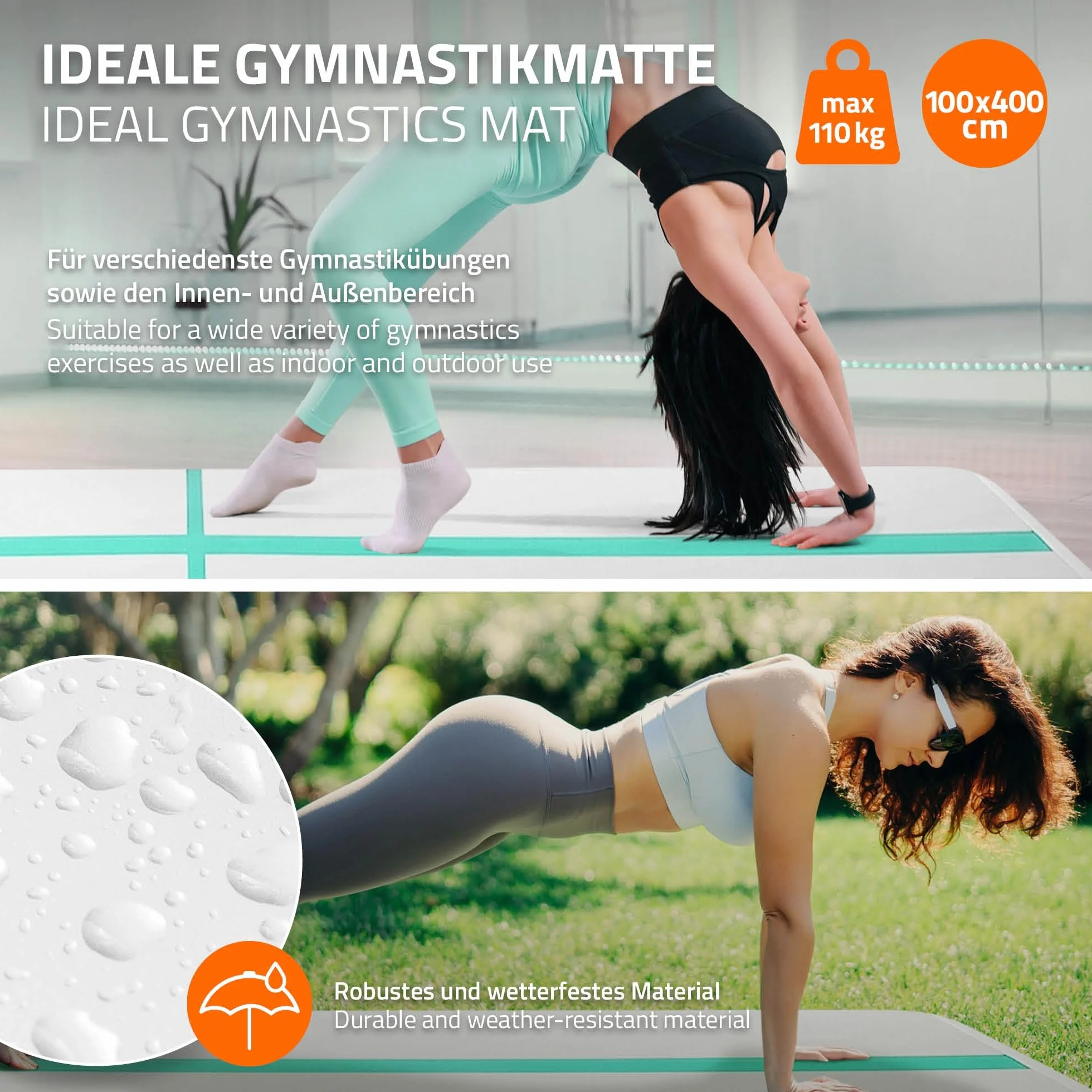 ECD Germany Colchoneta de Gimnasia Artística Airtrack 3m 4m 5m Esterilla Hinchable Tumbling 10cm Grosor con Bomba Eléctrica