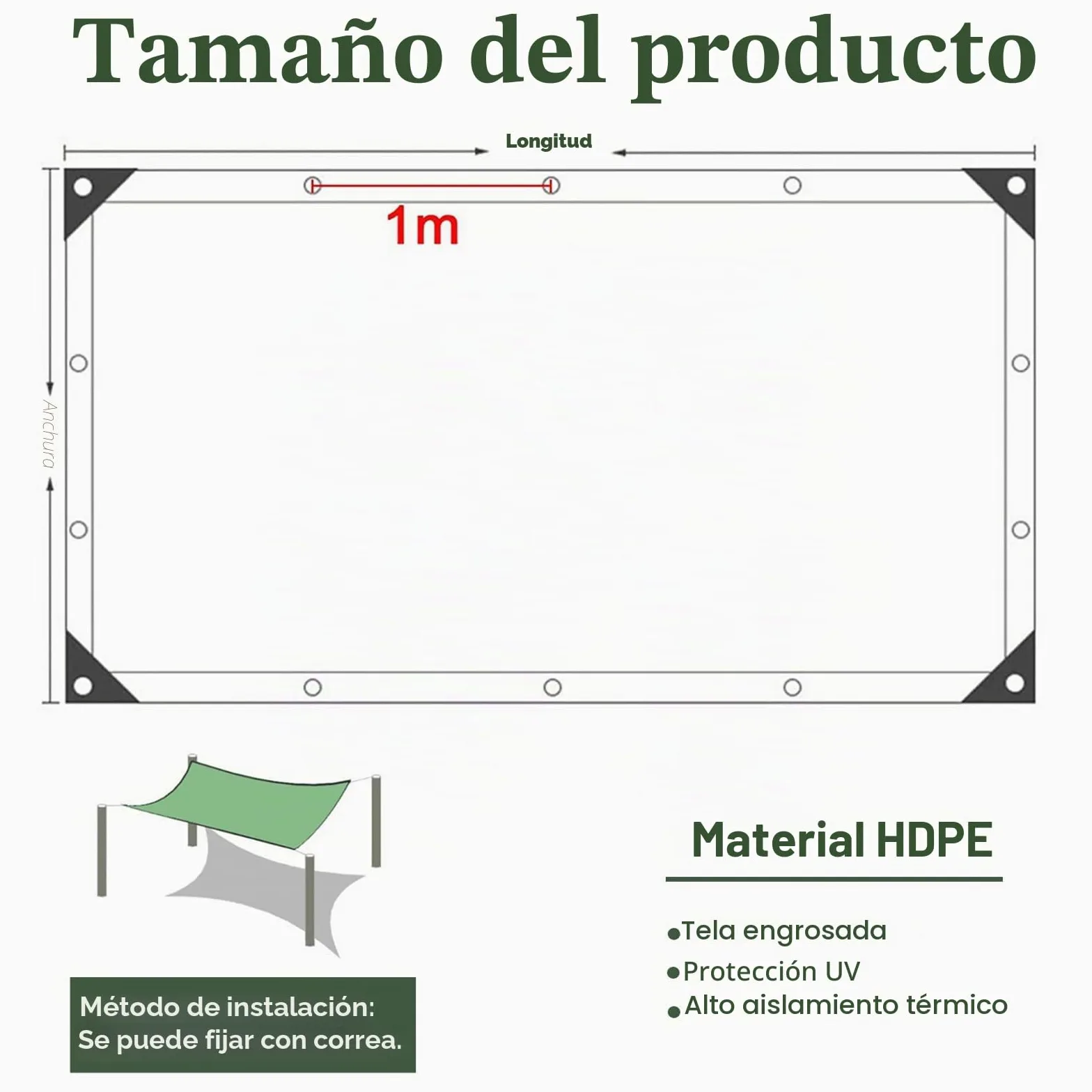 Red de Sombra Exterior HDPE Protección UV 5x6m Verde Toldo Vela de Protección Solar Malla Sombra - Malla bloqueadora de luz y Aislante del Calor para Invernadero/Jardín/Patio Césped
