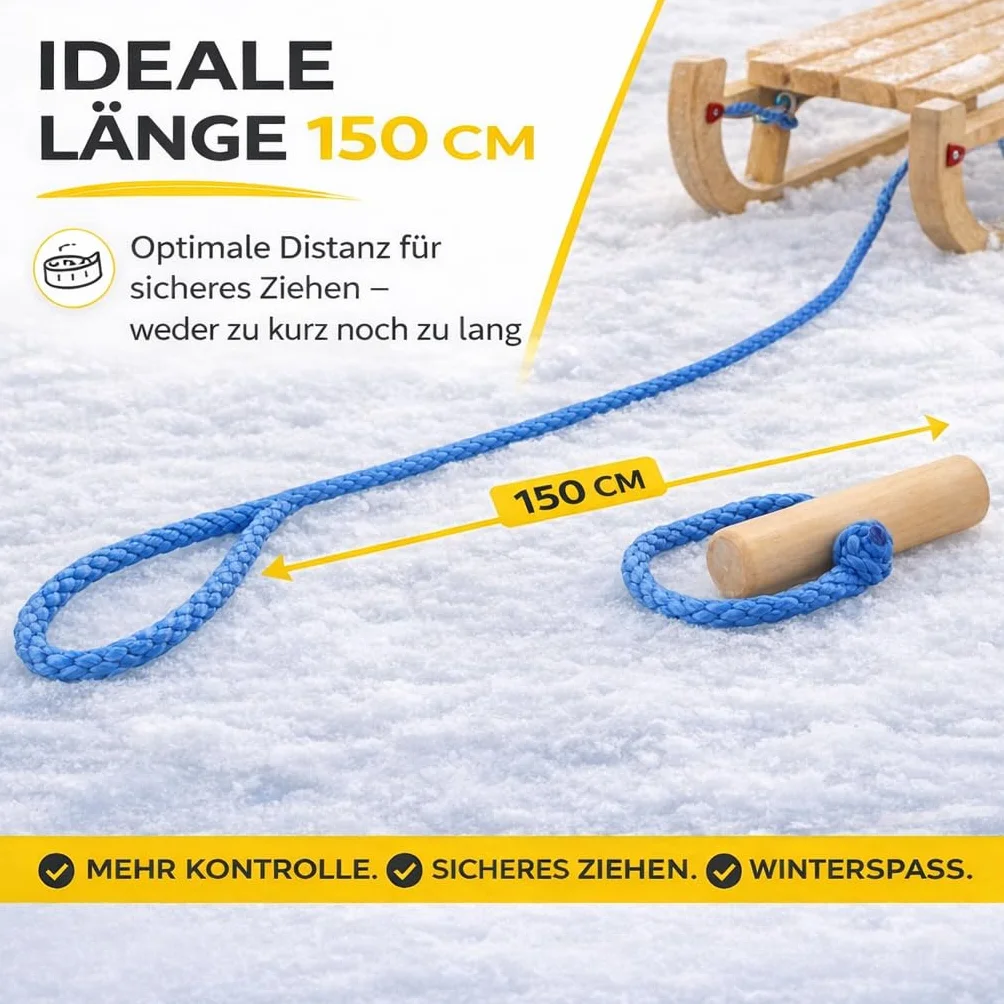 Cuerda de trineo de tracción 1,50 m 150 cm para niños en invierno