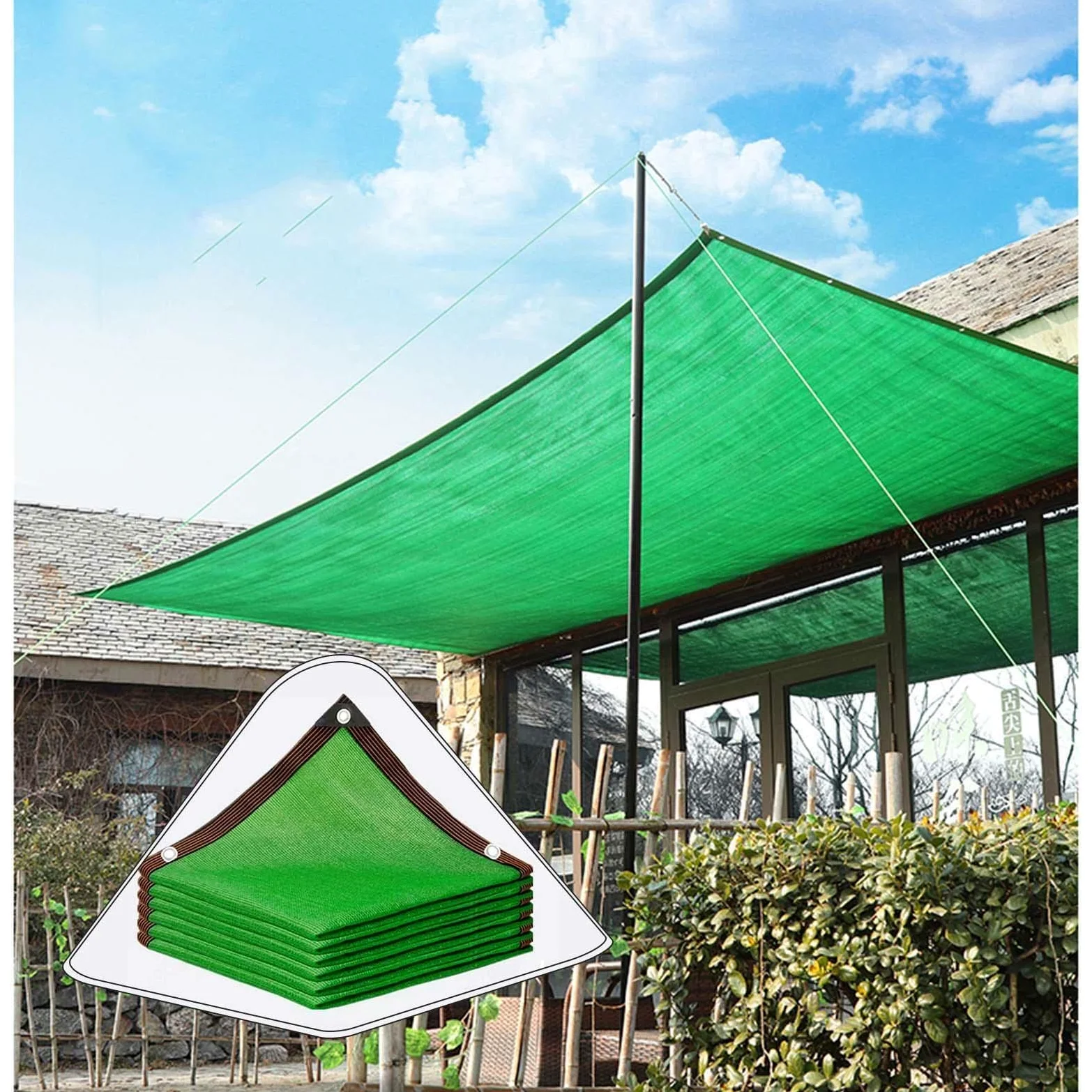 Malla de sombreo Verde al 80% para Muebles de jardín/Plantas de Exterior, 4x6m (13 x 19,7 pies)