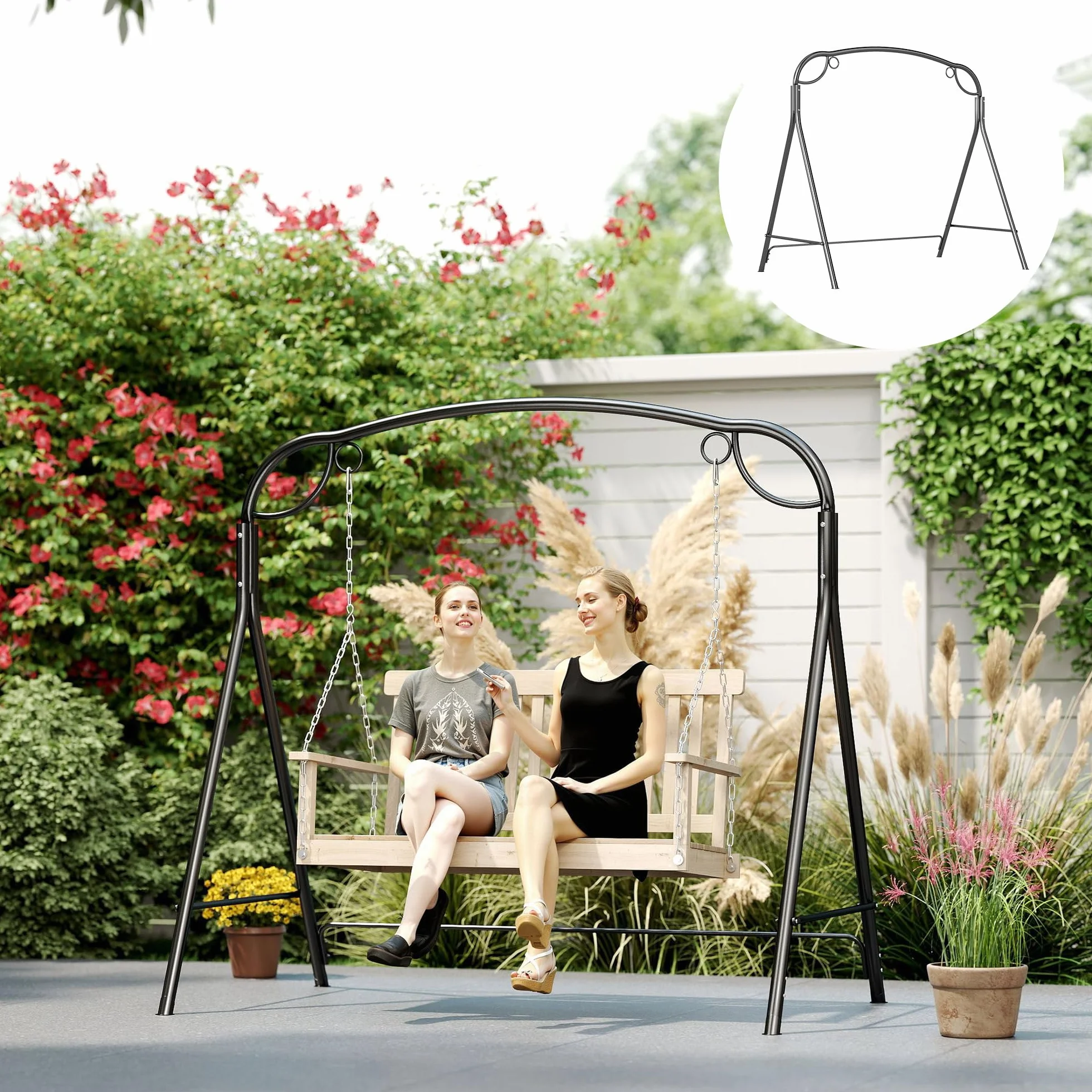 Outsunny Soporte para Columpio de Metal Estructura de Columpio Resistente con Patas en Forma de A Carga 220 kg para Jardín Parque Patio Porche 172x126x170 cm Bronce