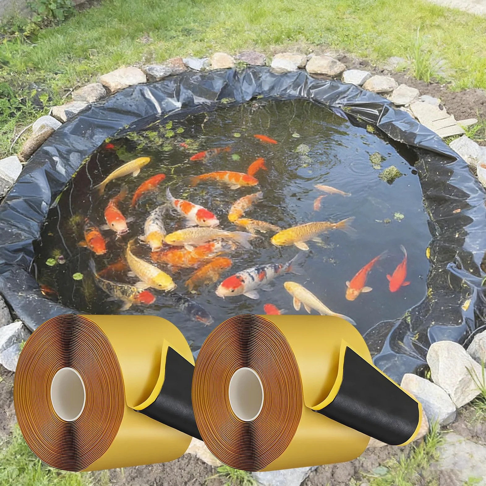 Cinta Adhesiva Fuerte para Revestimiento de estanques, Cinta Adhesiva de Doble para Costuras para sellar Grietas y prevenir Fugas de Agua, Adhesivo de butílica para Costuras de Revestimiento