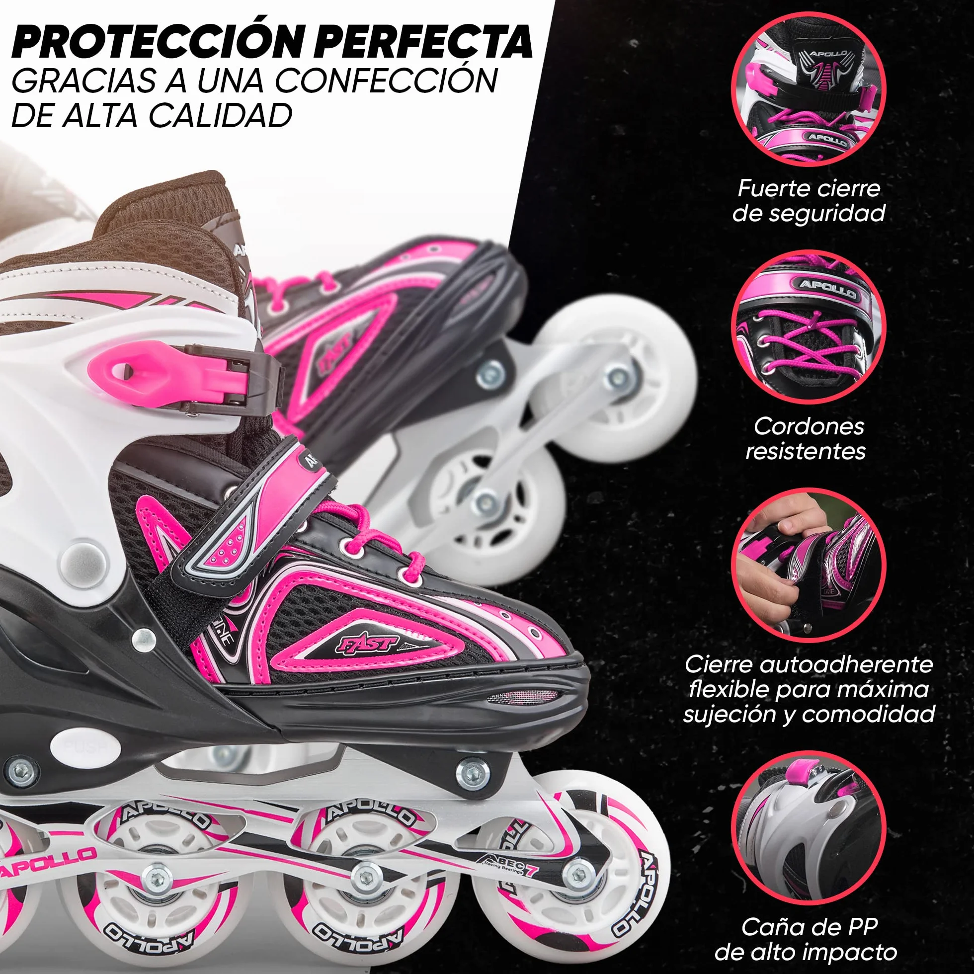 Patines en Línea Apollo Super Blades X Pro para Niña y Niño con Ruedas LED