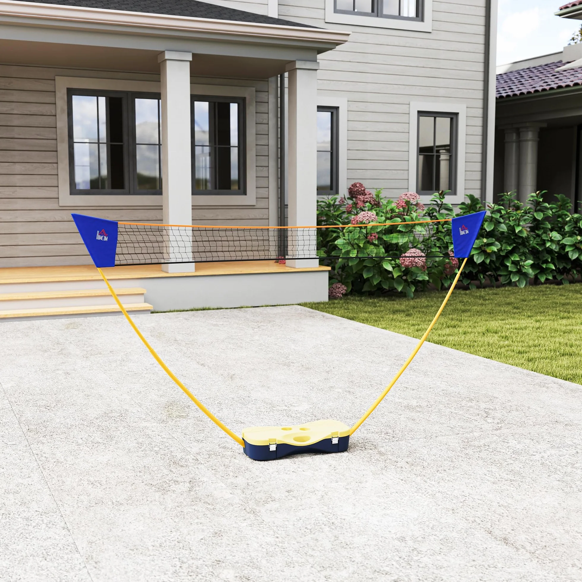 HOMCOM Red de bádminton portátil con Soporte, 4 Raquetas, 286x33x157 cm