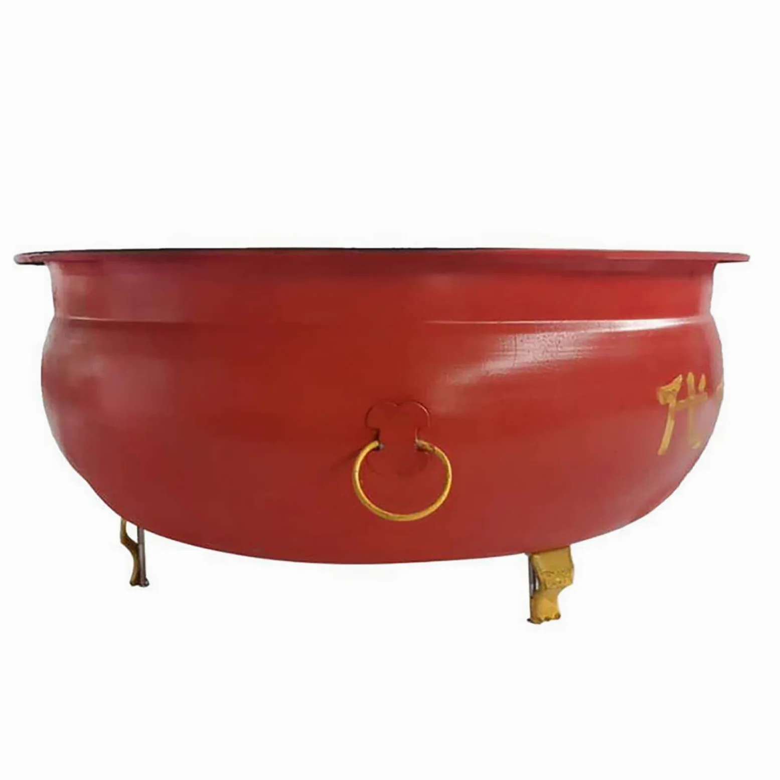 Incinerador de Papel de desecho de jardinería doméstica, incinerador doméstico Grueso Rojo con asa y pies, Estilo Chino