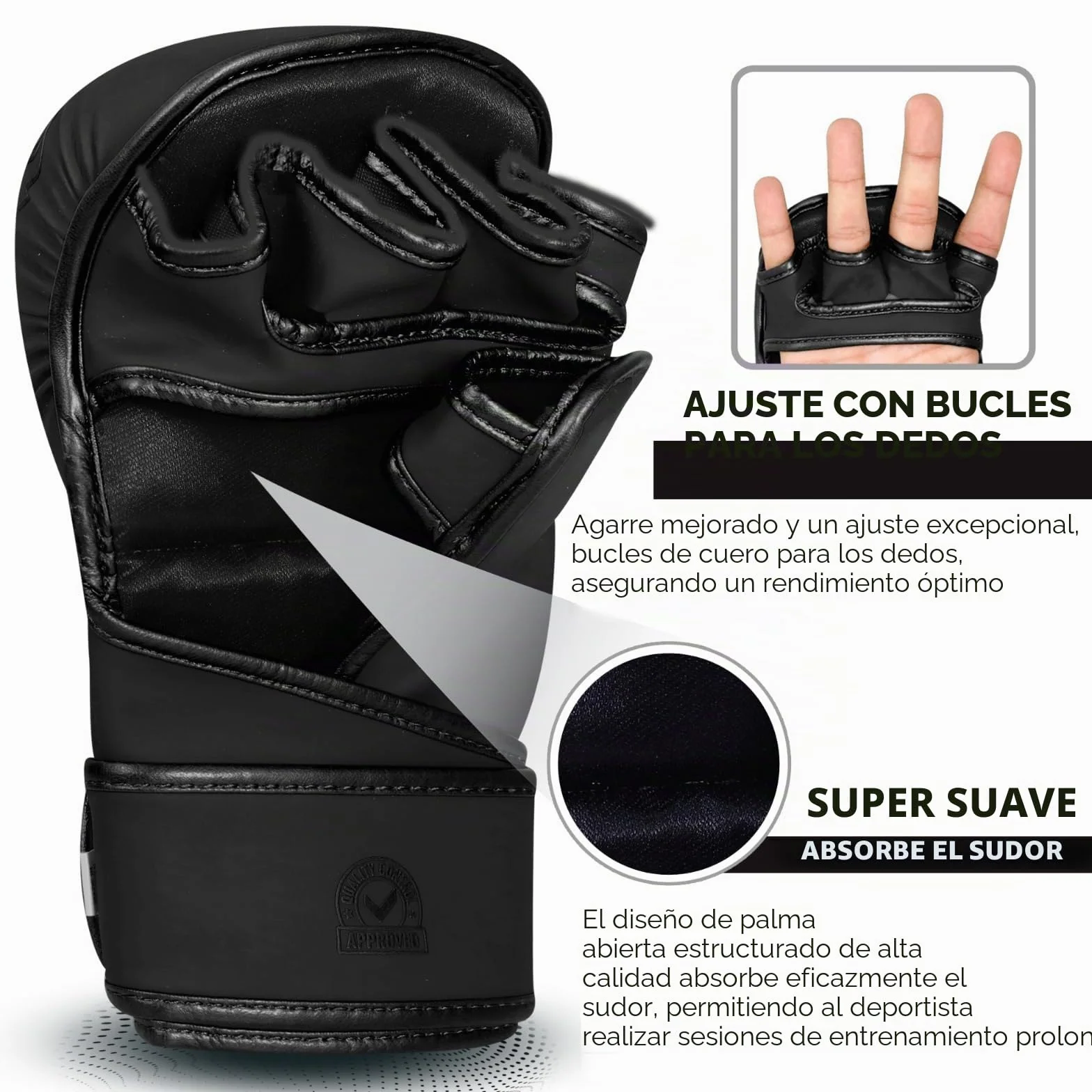 BEAST RAGE Guantes de MMA con Soporte de Muñeca Ajustable, Palma Abierta para Muay Thai y Combate