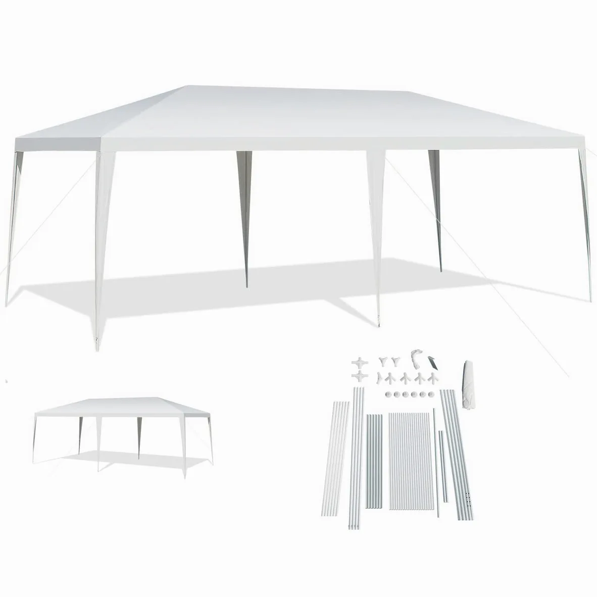 Goplus 3x9 m/3x6 m carpa de jardín, carpa de recepción Barnum plegable, carpa de cenador para evento, cerveza, fiesta, camping (sin lona, 3x6 m)