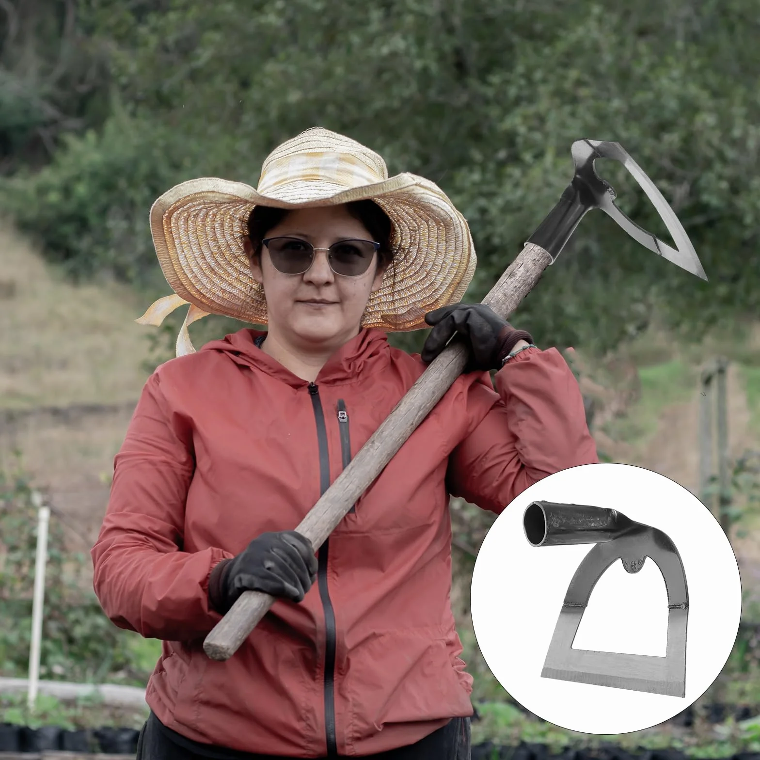 OSALADI Azada Hueca De Jardín De Acero Inoxidable 8.4 Pulgadas Herramienta De Mano Para Deshierbar Aflojar Suelo Y Cultivar En Huertos Y Jardines
