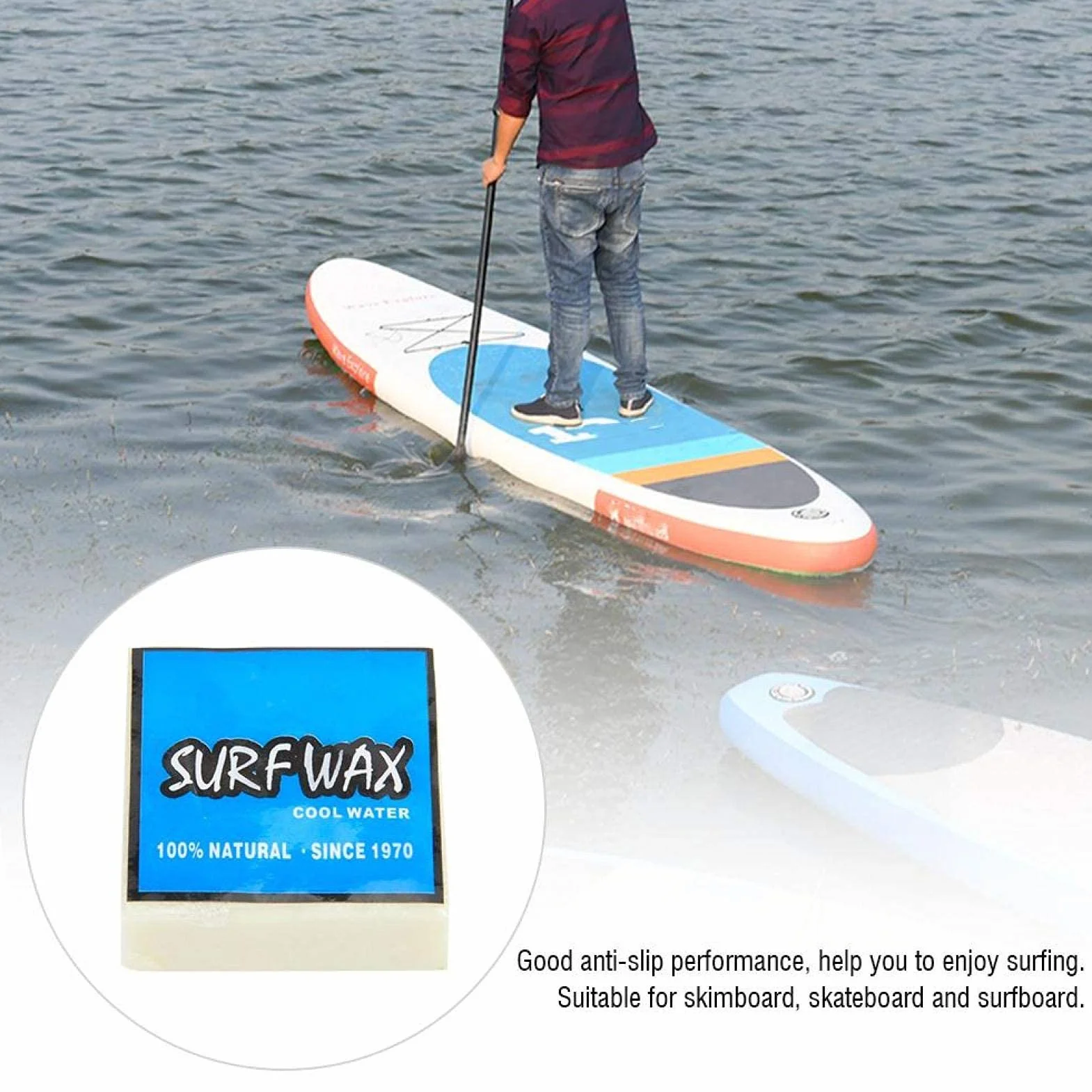 Alomejor Surfboard Wax Antideslizante Cera para Skateboard Skimboard (Blue)