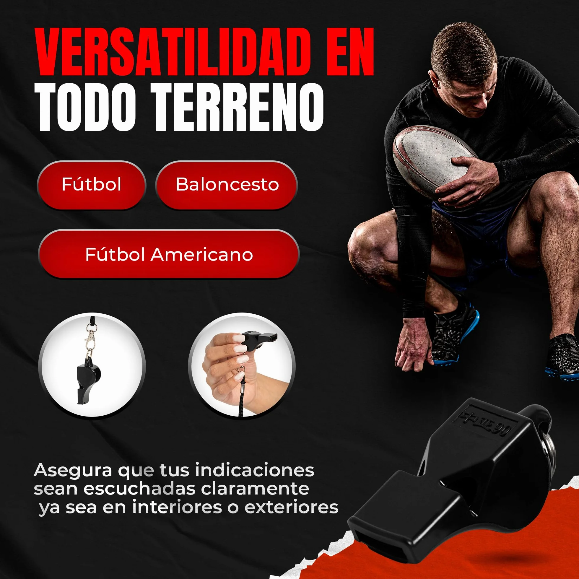 Maban Silbato Arbitro Profesional Pack 2 Silbatos 2 Agarres Cuerda Futbol Baloncesto Deportivo