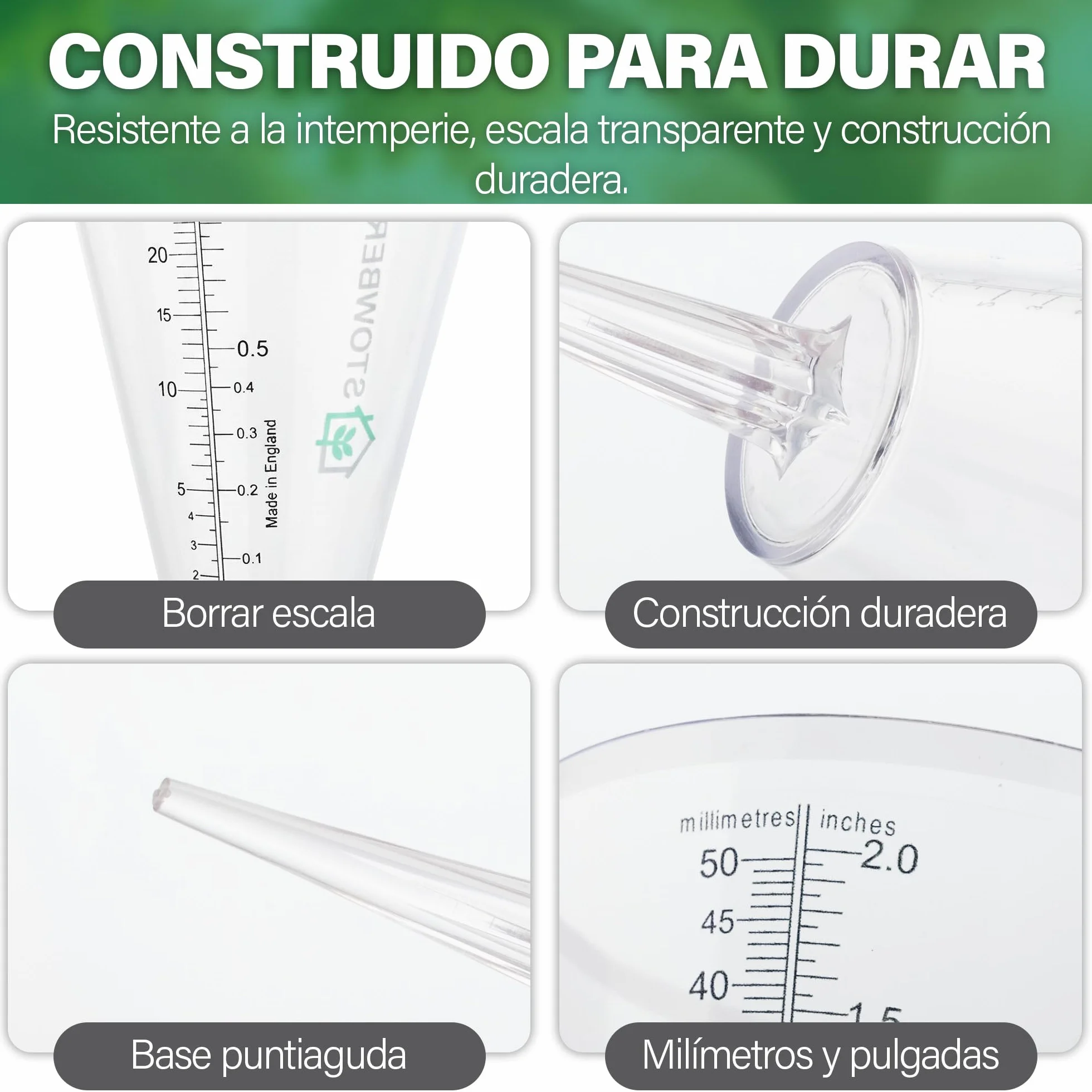 Pluviómetro de Exterior para jardín: pluviómetro de fácil Lectura con Escala Clara para una medición precisa de la Lluvia