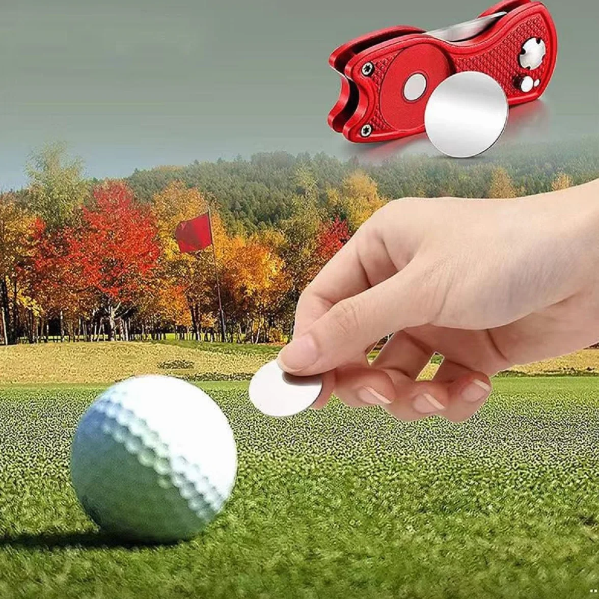 Kiuiom Golf Horquilla Arreglapiques Plegable 2PC Herramienta Reparación Divot Campo de Golf con Mosquetón