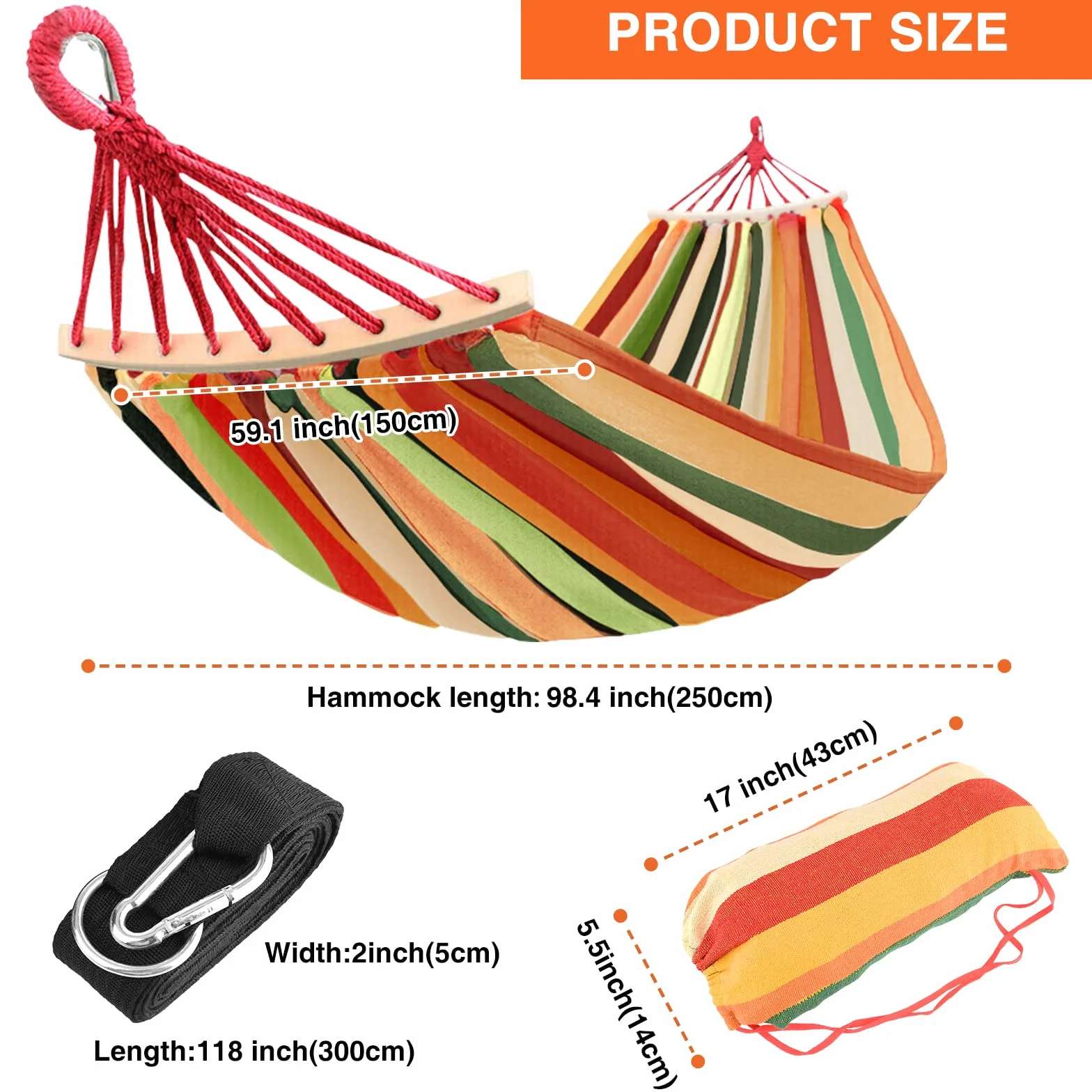 Bestrip Hamaca de Viaje Ultraligera para Camping ，Capacidad de Carga de 300 kg, (250 x 150 cm) Secado rápido Hamaca (Rojo)