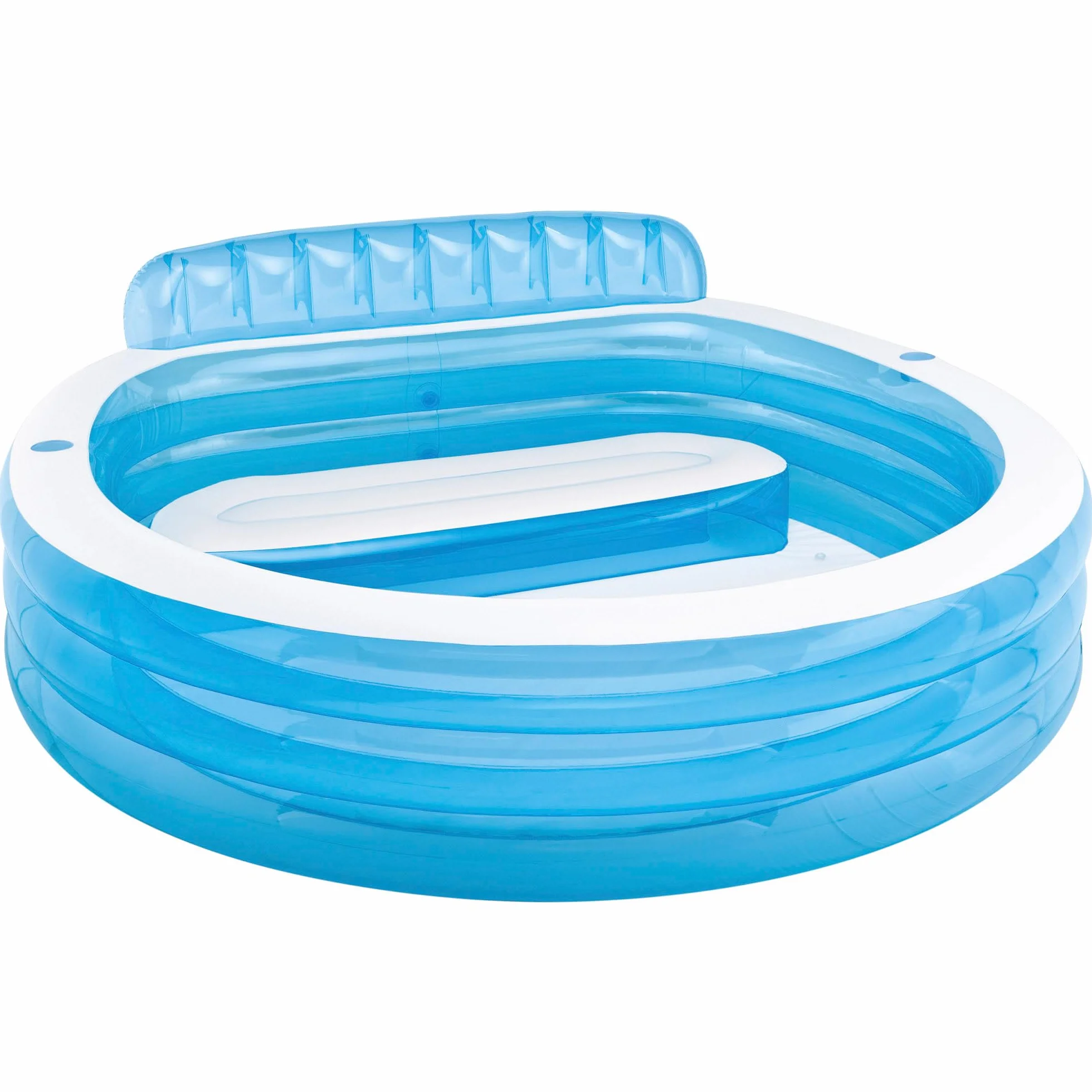 Intex Piscina hinchable redonda con respaldo, 229x218x79 cm, 590 litros, 2 cámaras de aire, 2 portabebidas, Tapón de desagüe, Vinilo resistente, Parche de reparación, +3 años, Diversión verano (57190)