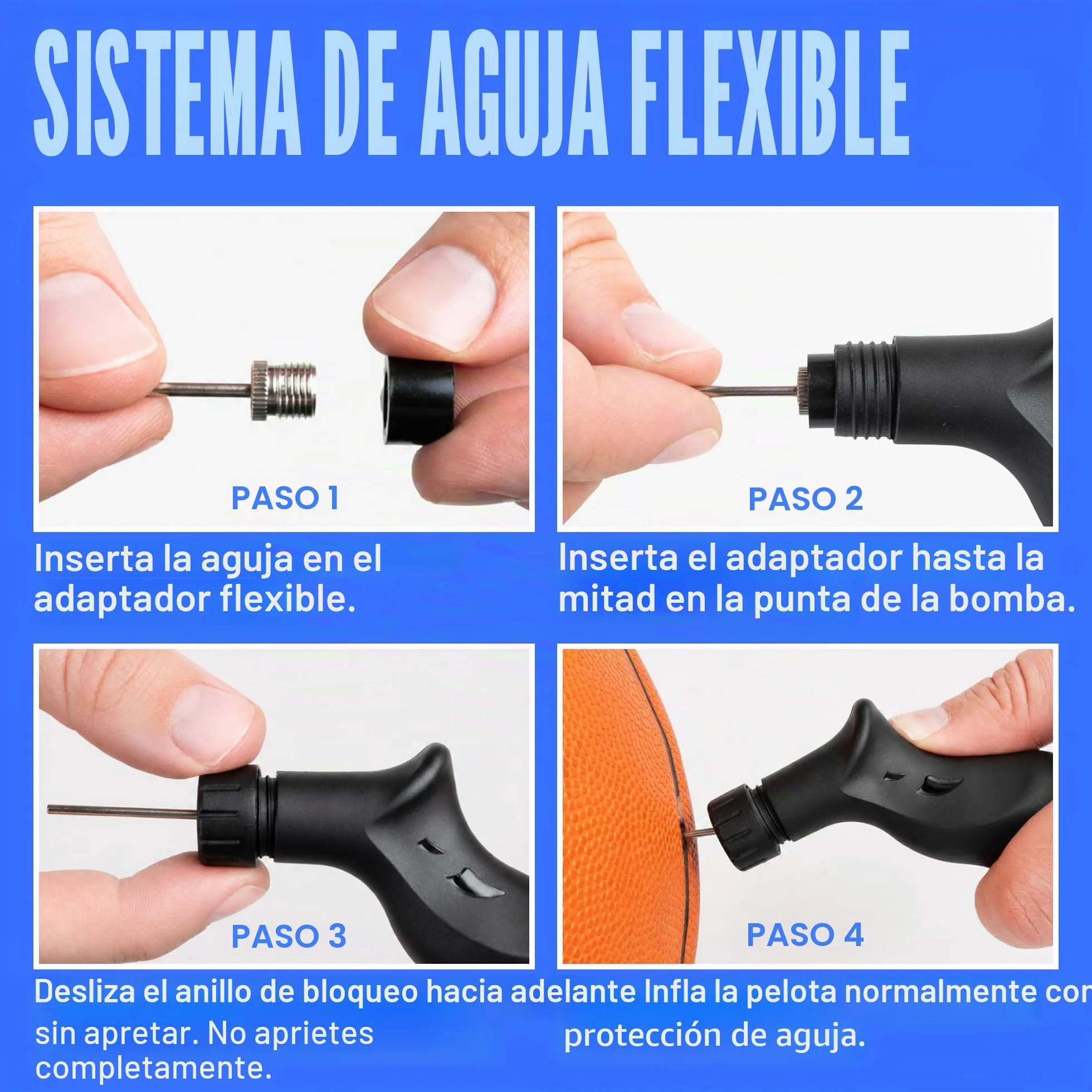 Bomba para Balones SPORTBIT con 5 Agujas – Inflado Push & Pull