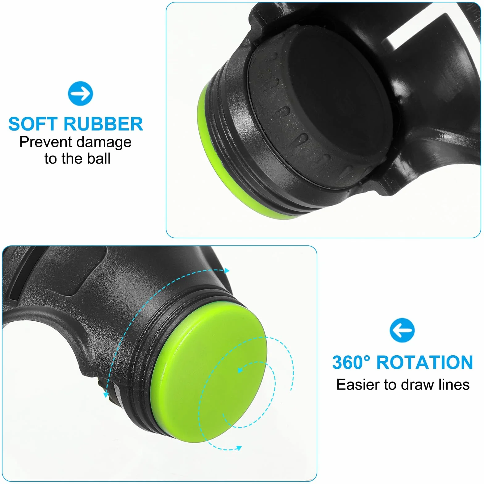 PATIKIL Plantilla para Marcar Bolas de Golf 360 Grados Herramienta de Marcado de Alineación Triple Track Negro/Verde