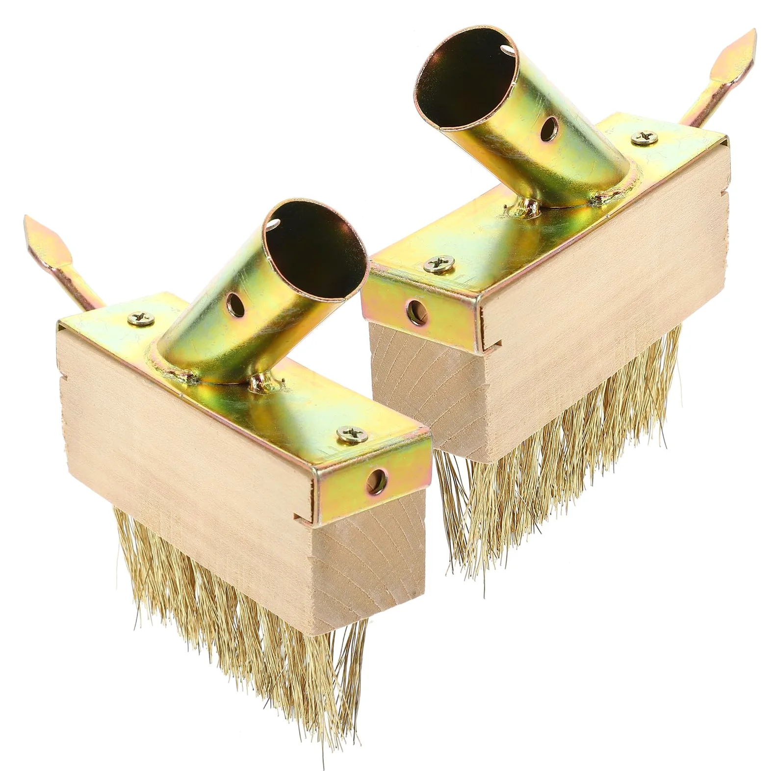 Lurrose 2 cabezales de cepillo de alambre de acero para jardín, herramientas manuales para desherbar, limpiar grietas en terrazas y patios, eliminar maleza en y para el mantenimiento del jardín.