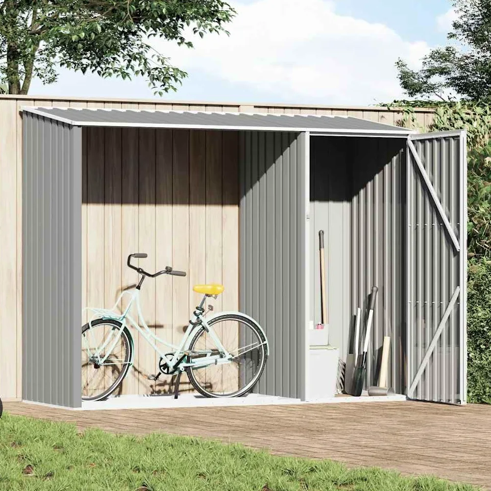 Genérico Cobertizo de jardín de leña Gris Acero galvanizado 245x98x159cm,Casa y jardín,Jardín,Artículos de Exterior,Estructuras de Exteriores,Cobertizos,46294